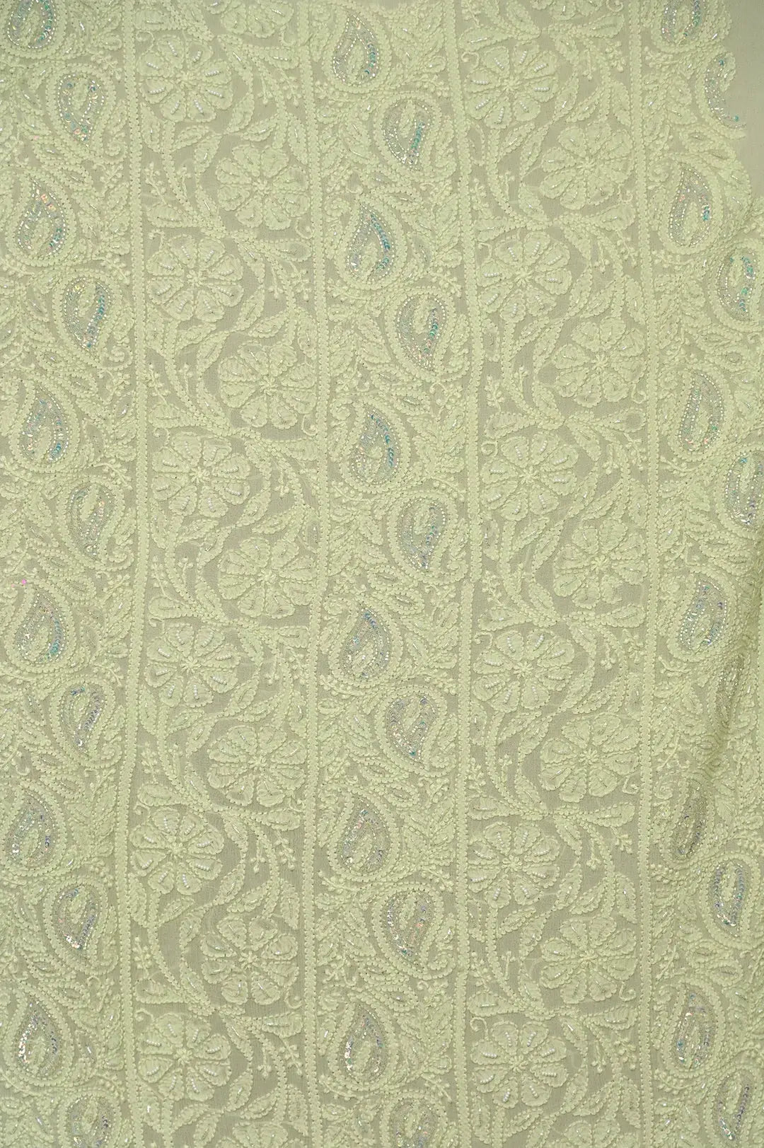 Viscose Length with Dupatta - Sheen Green - Lucknawi Chikankari