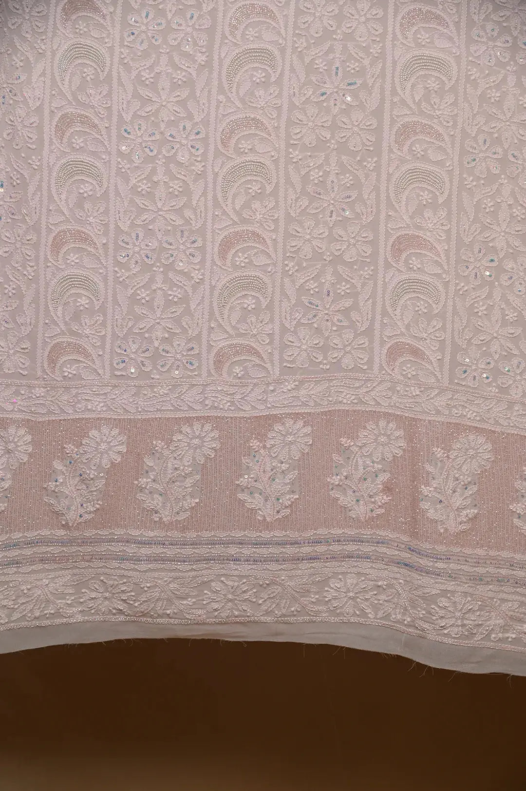 Viscose Length with Dupatta - Powder Pink - Lucknawi Chikankari