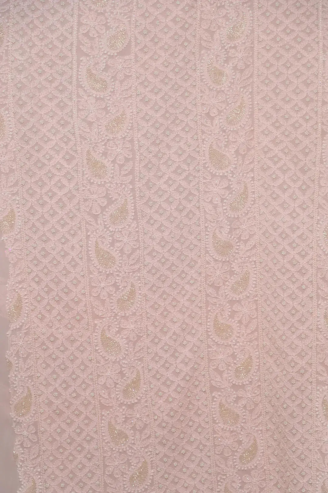 Viscose Length with Dupatta - Peach - Lucknawi Chikankari