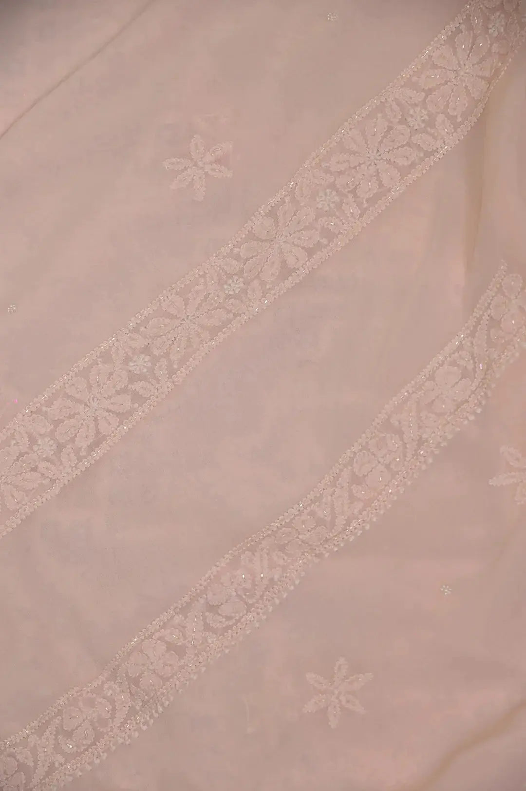 Viscose Length with Dupatta - Peach - Lucknawi Chikankari