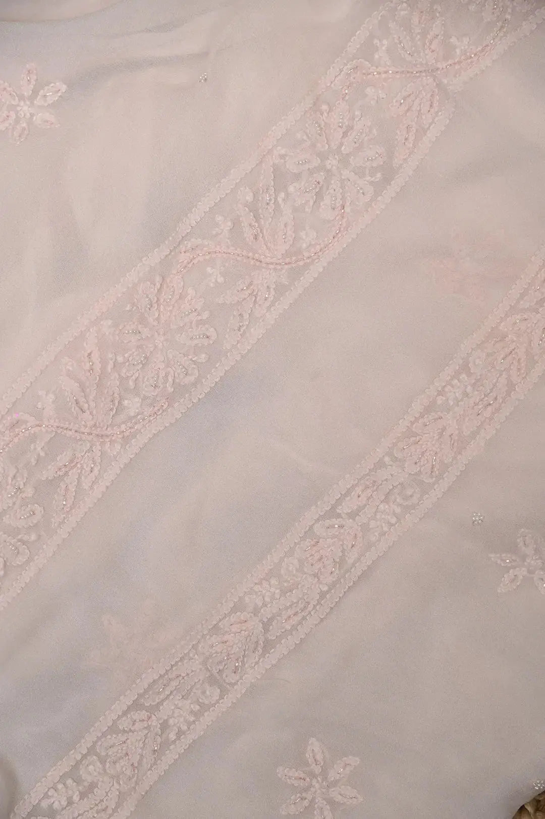 Viscose Length with Dupatta - Peach - Lucknawi Chikankari