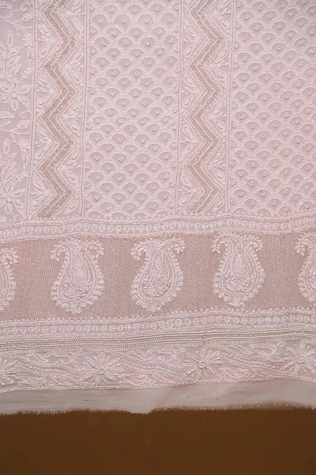 Viscose Length with Dupatta - Pink 4 - Lucknawi Chikankari