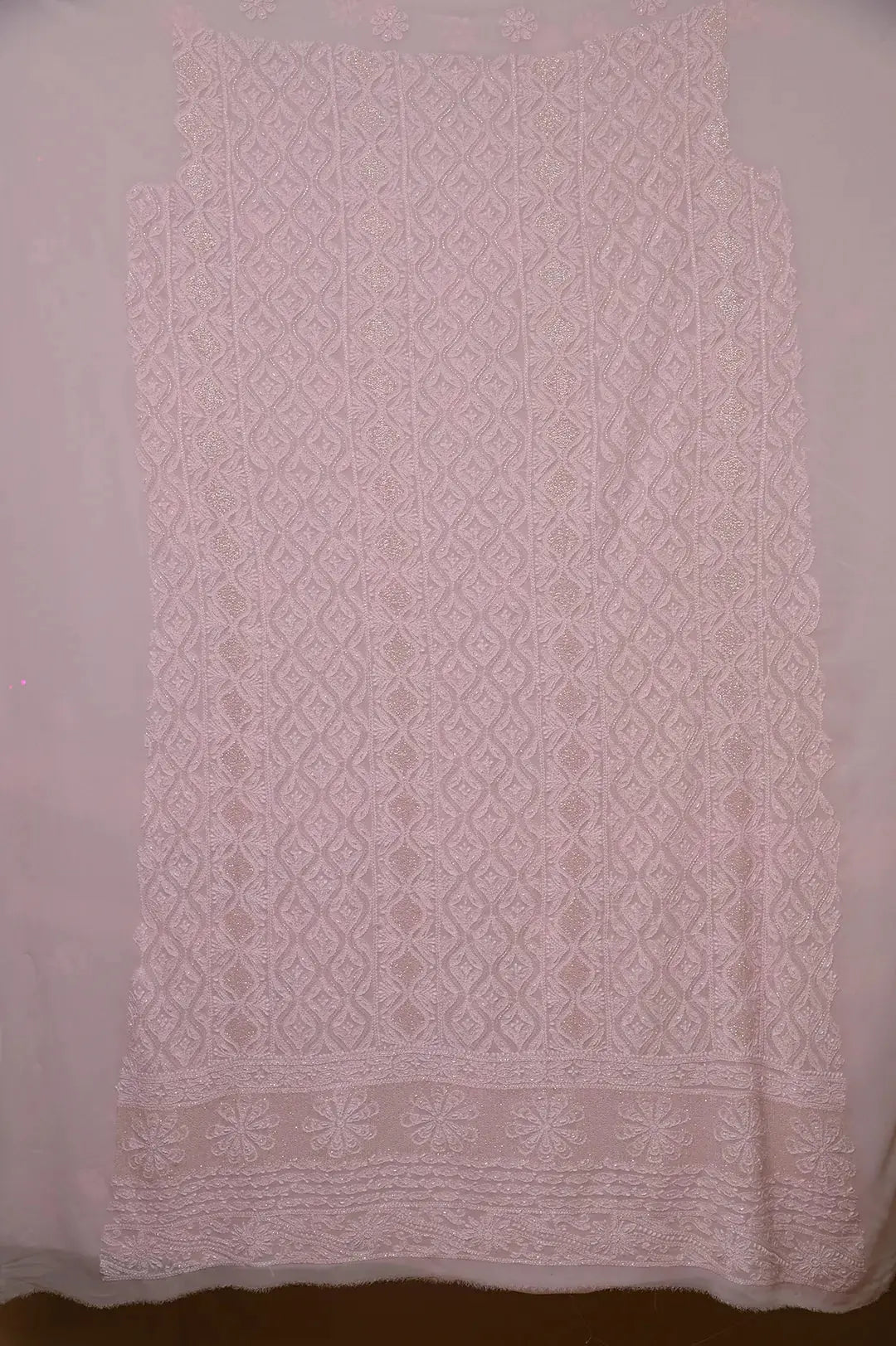 Viscose Length with Dupatta - Pink 2 - Lucknawi Chikankari