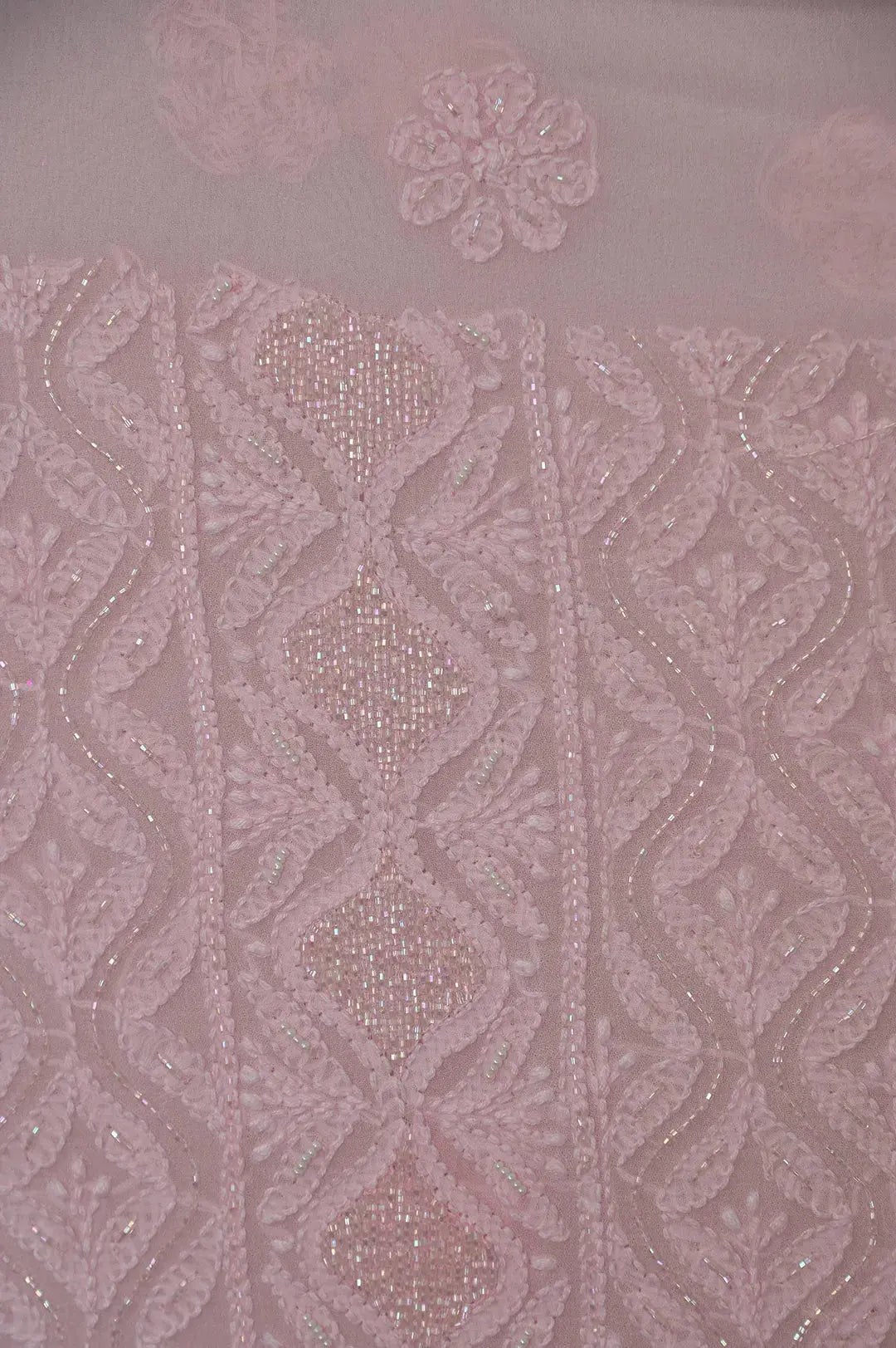 Viscose Length with Dupatta - Pink 2 - Lucknawi Chikankari