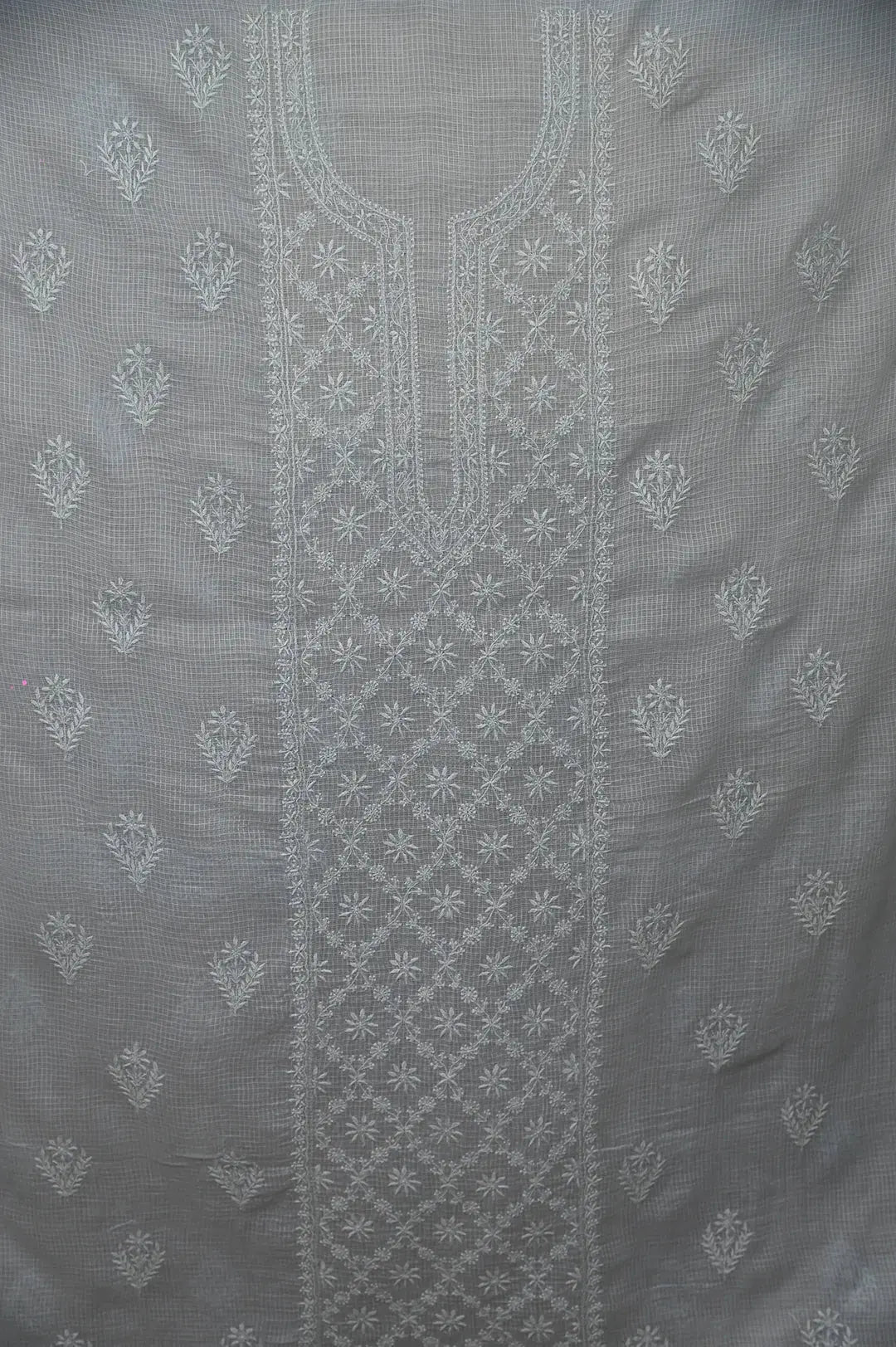 Kota Length with Dupatta - Grey: Elegant Lucknawi Traditional Chikankari Style