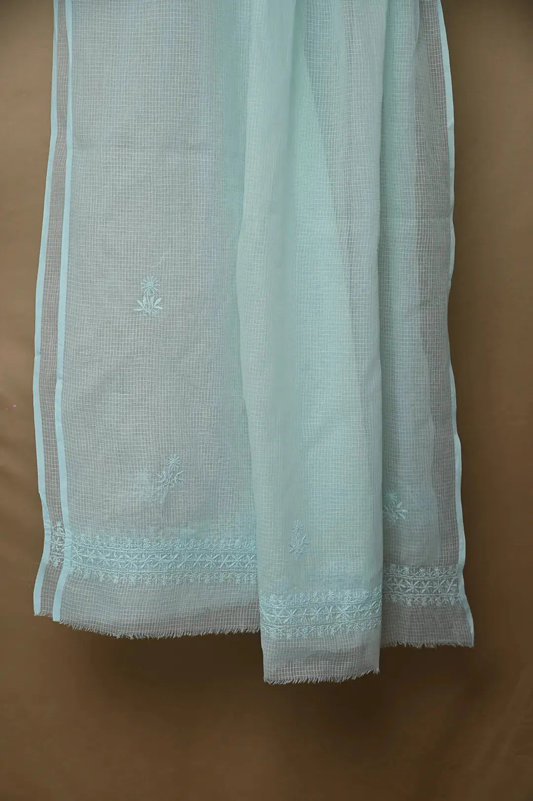 Kota Length with Dupatta - Cyan Blue: Authentic Handcrafted Elegant Lucknawi Craft