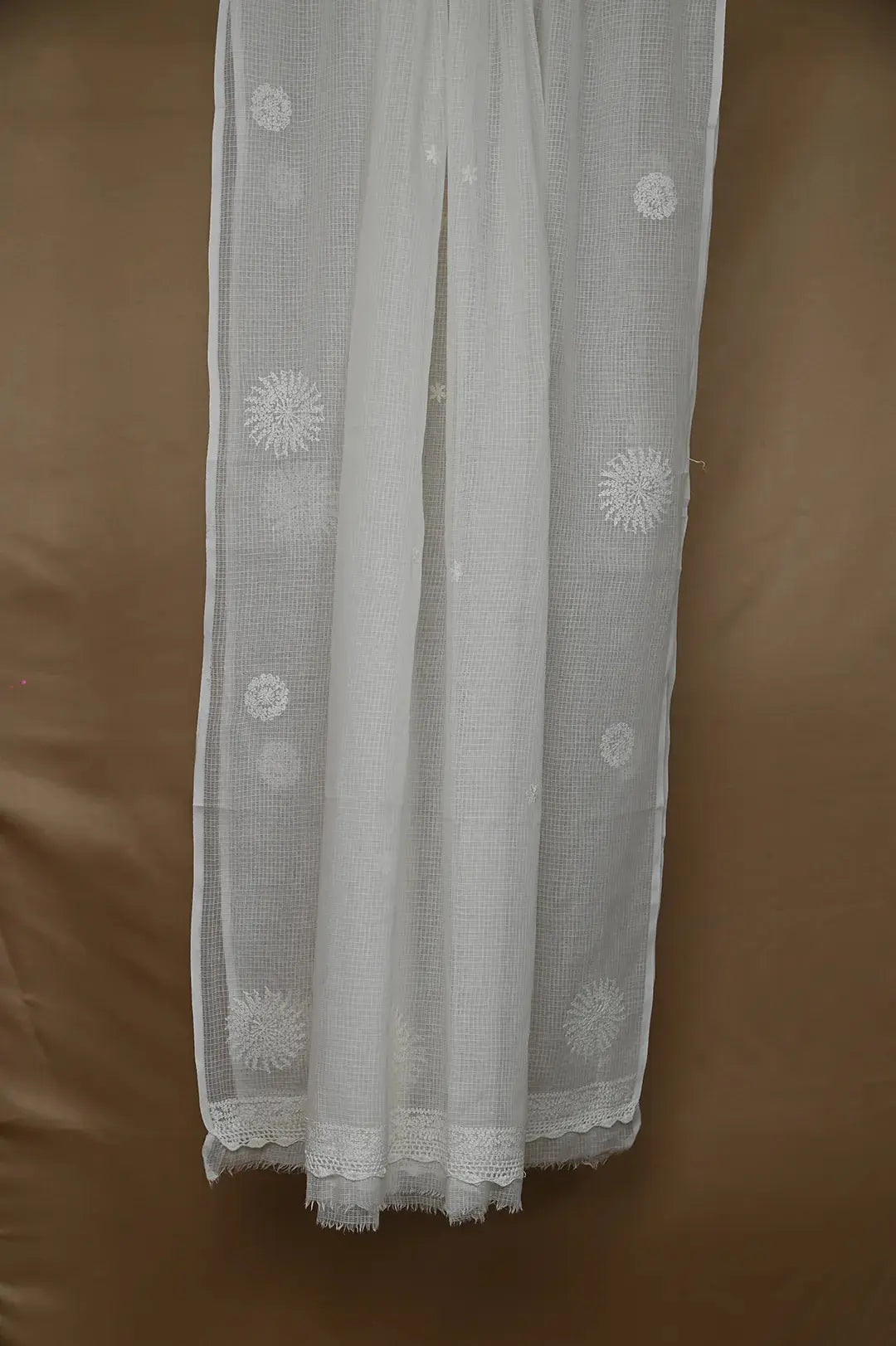 Kota Dupatta with Chikankari - Lucknawi Chikankari