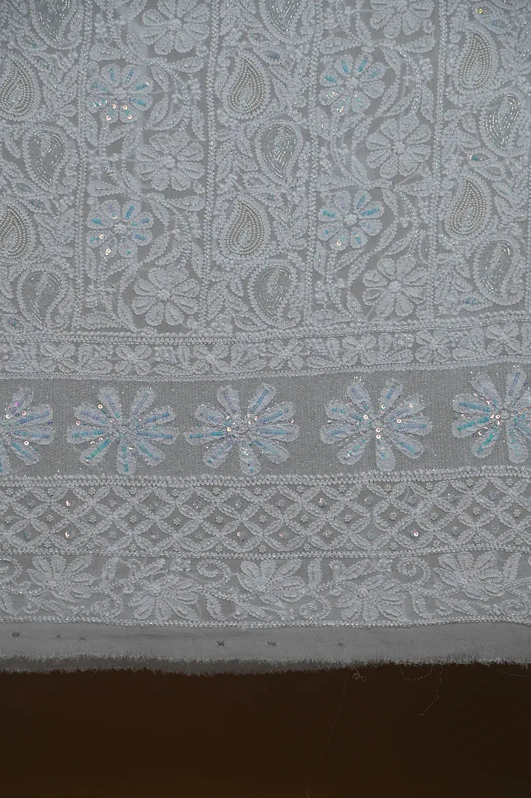 Viscose Length with Dupatta - Light Blue - Lucknawi Chikankari