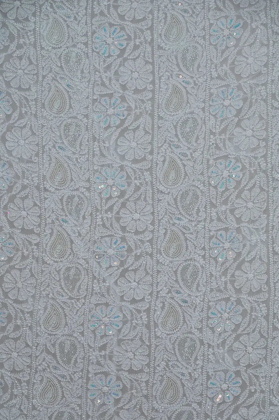 Viscose Length with Dupatta - Light Blue - Lucknawi Chikankari