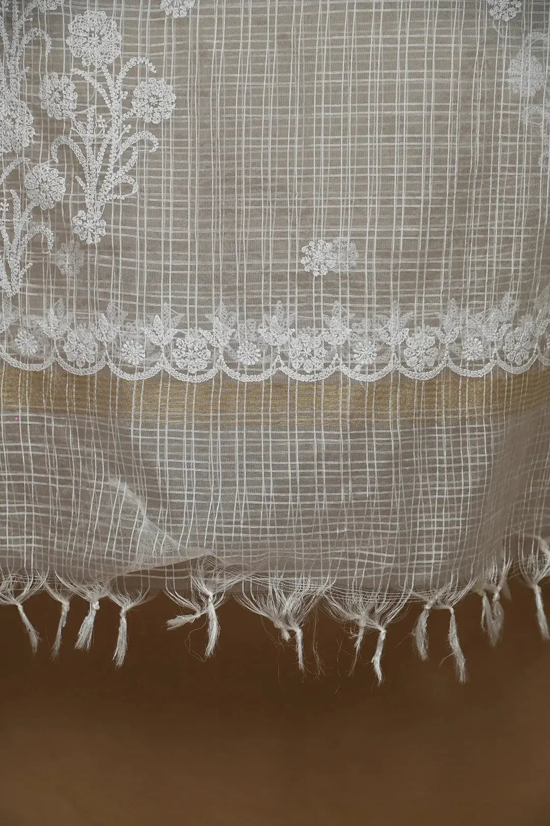 Semi Organza Dupatta with Chikankari: Authentic Handcrafted Elegance Chikankari