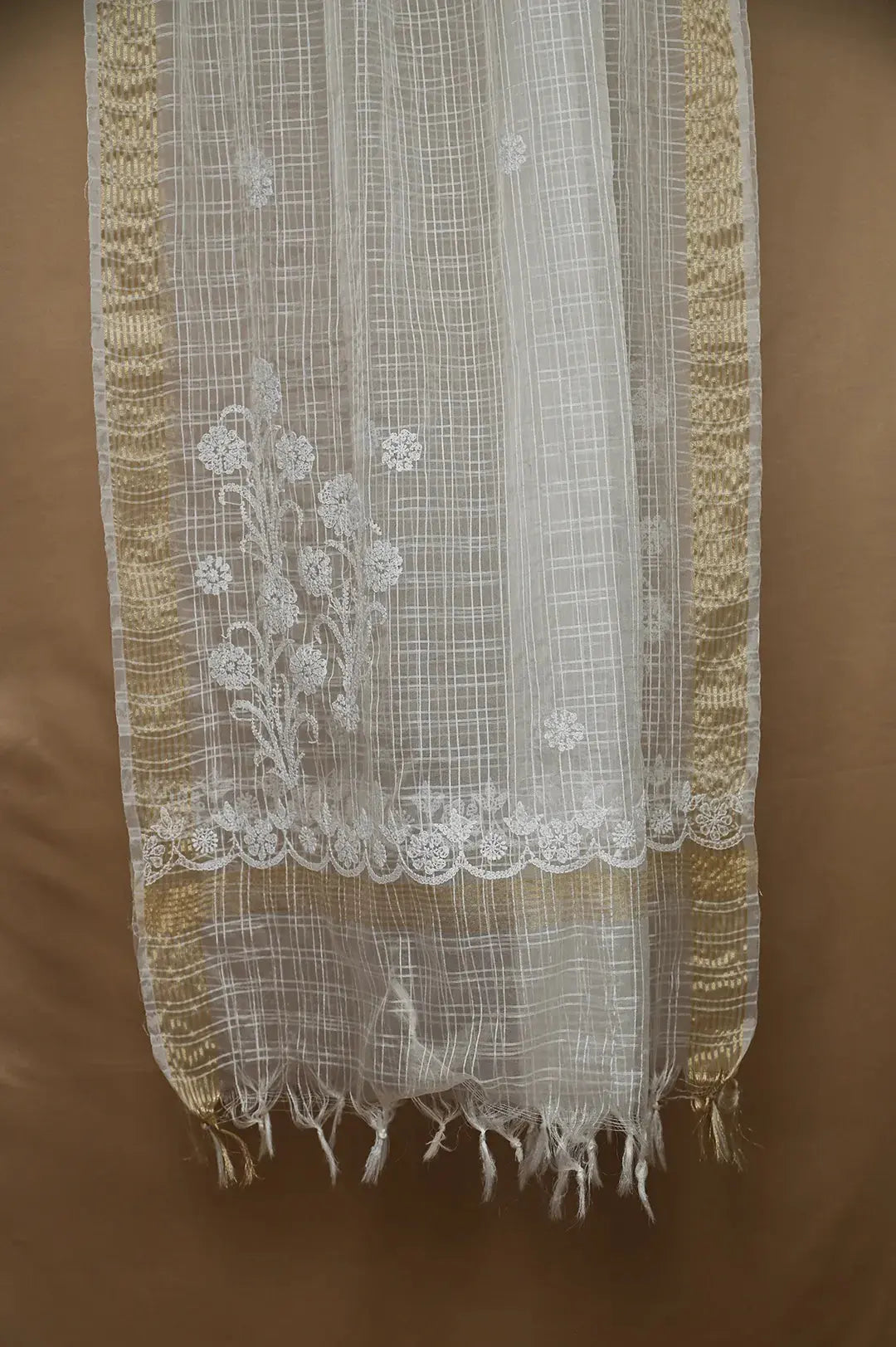 Semi Organza Dupatta with Chikankari: Authentic Handcrafted Elegance Chikankari