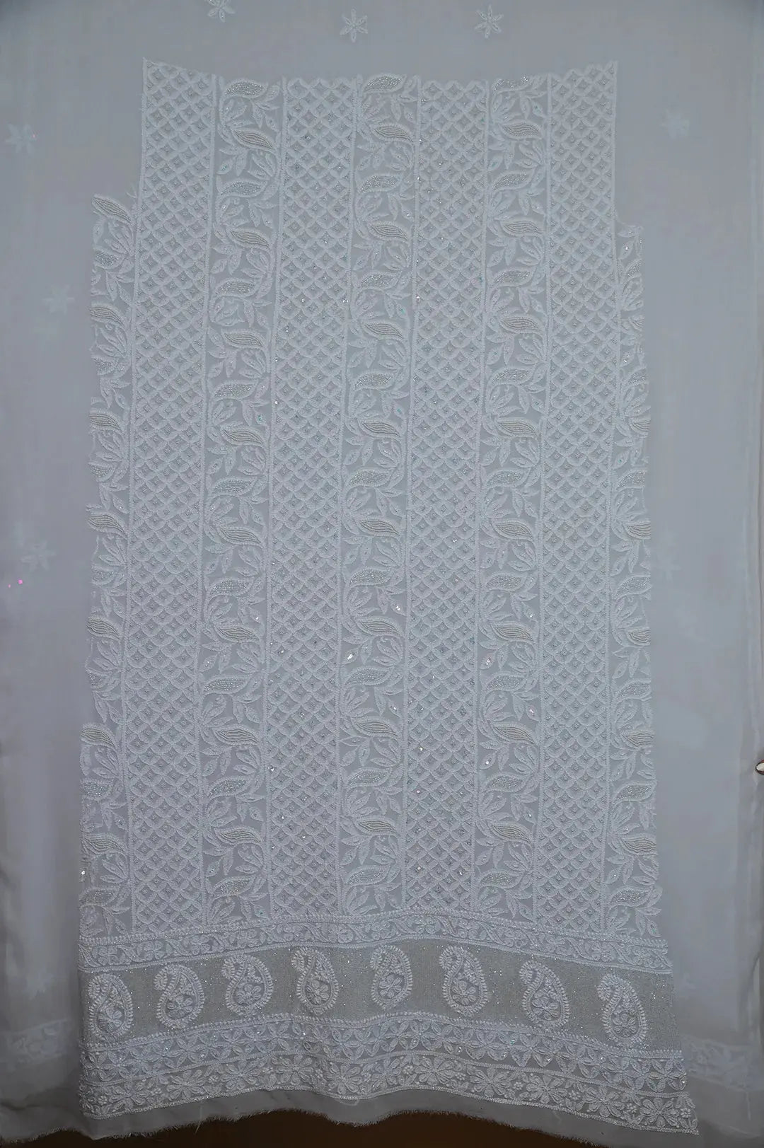 Viscose Length with Dupatta - Blue - Lucknawi Chikankari