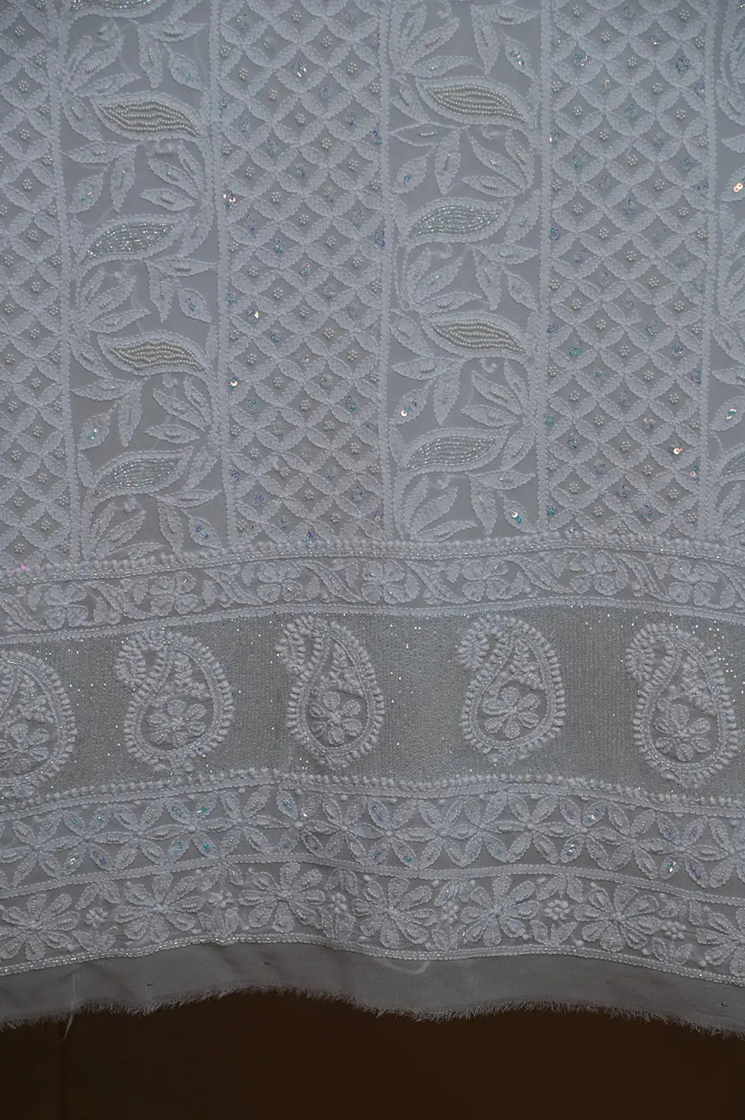 Viscose Length with Dupatta - Blue - Lucknawi Chikankari