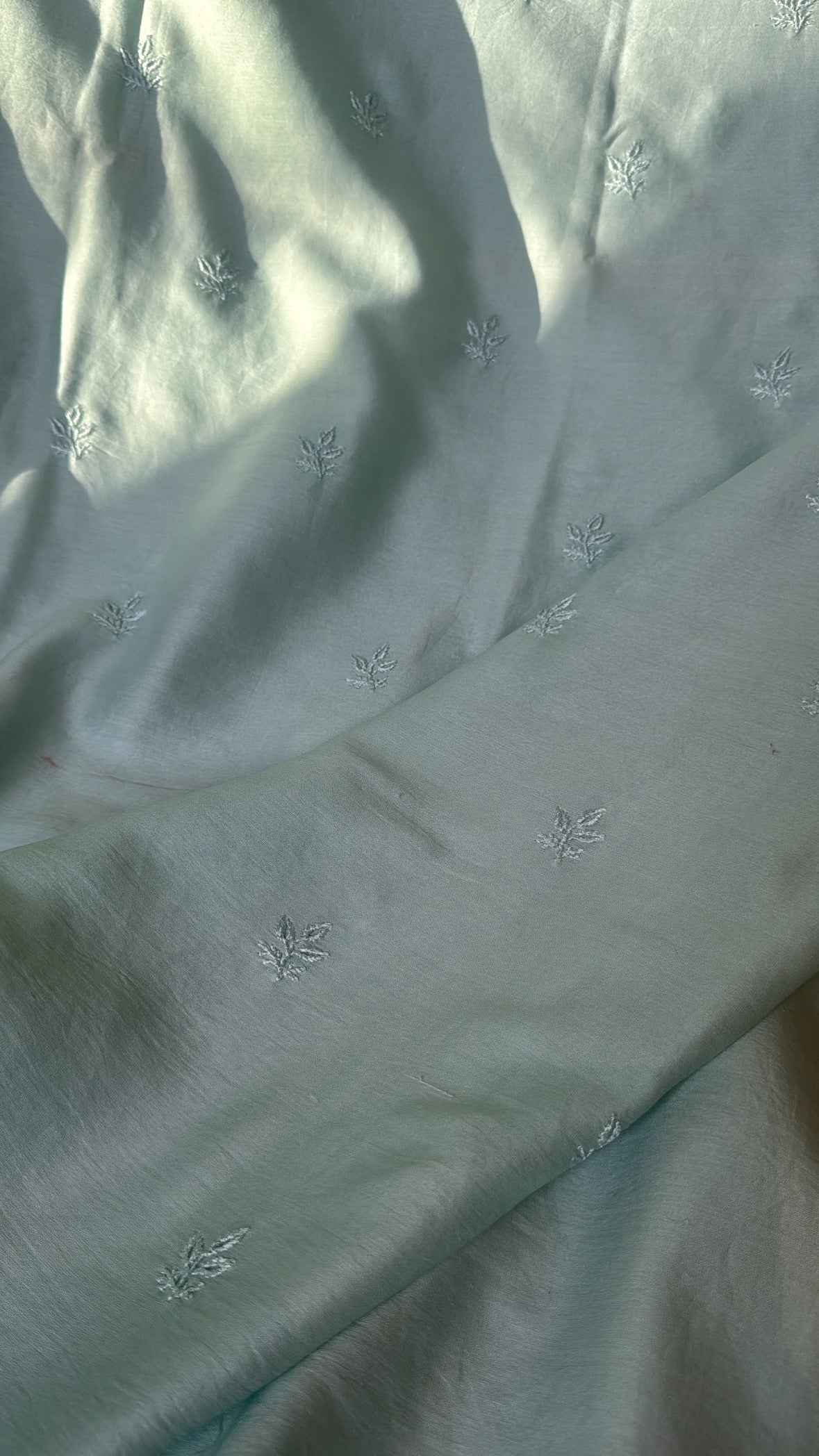 Chanderi Chikankari Kurta Length - Mens- Sea Green