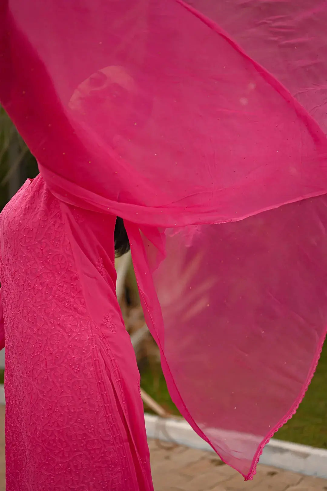 Viscose Plazzo Set - Hot Pink: Stylish and Vibrant Chikankari Attire