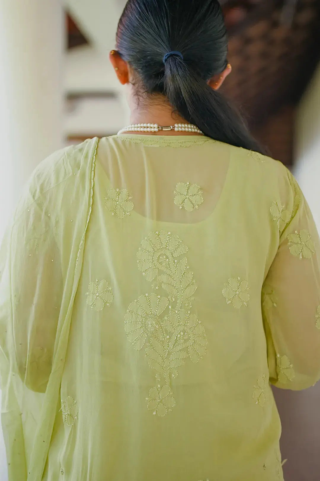 Viscose Plazzo Set - Sheen Green: Classic and Elegant Chikankari Ensemble