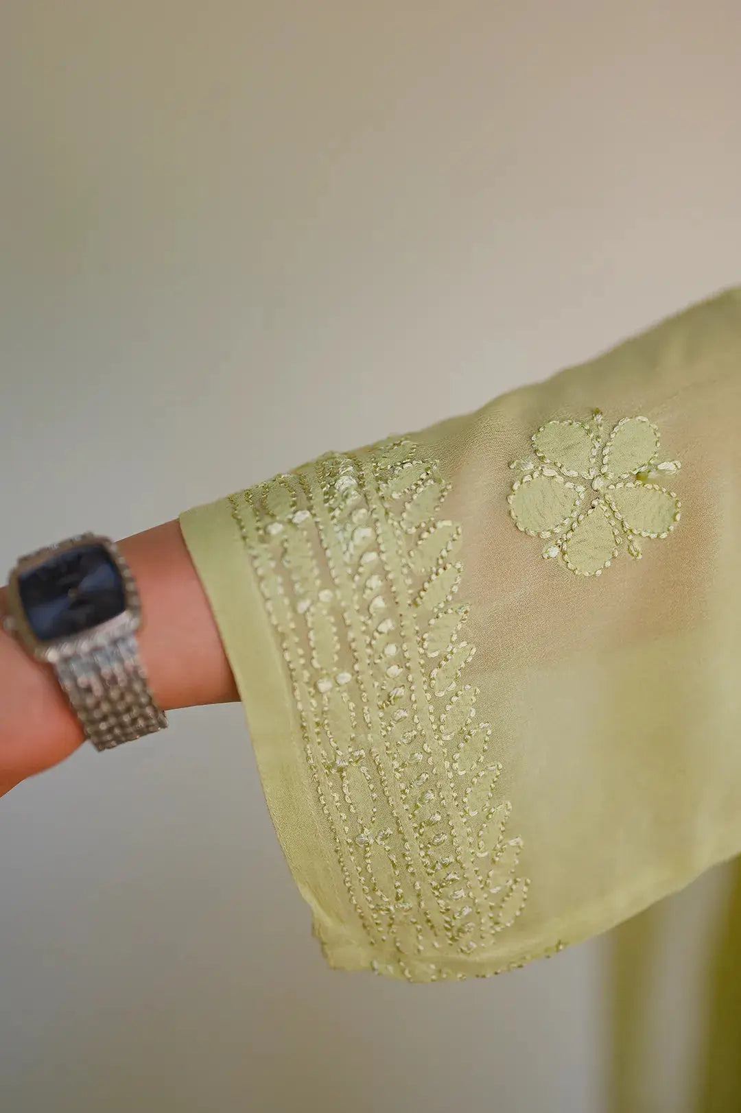 Viscose Plazzo Set - Sheen Green: Classic and Elegant Chikankari Ensemble