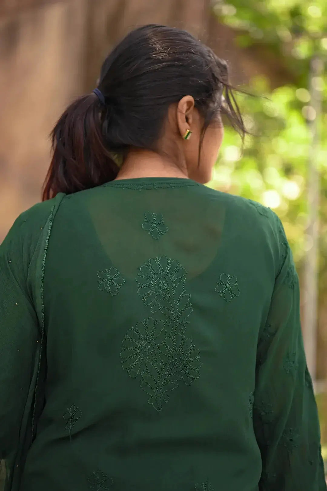 Viscose Plazzo Set - Pine Green: Elegant and Trendy Chikankari Outfit