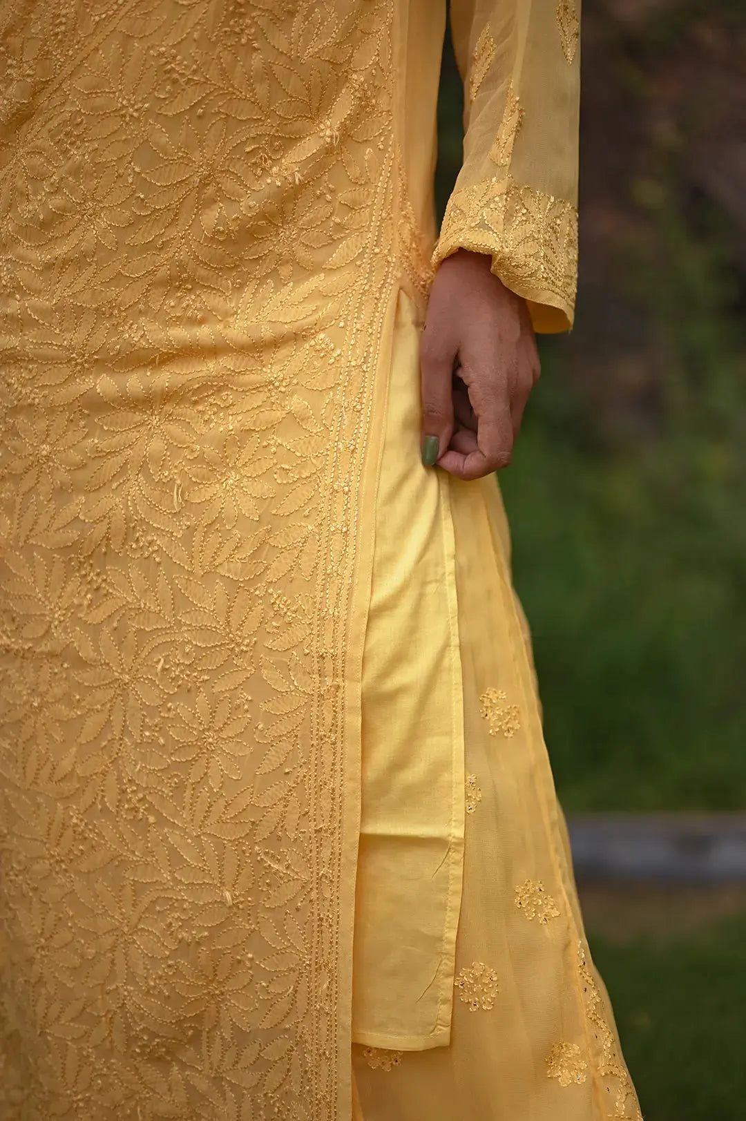 Viscose Plazzo Set - Yellow Vibrant and Trendy Ensemble in Chikankari