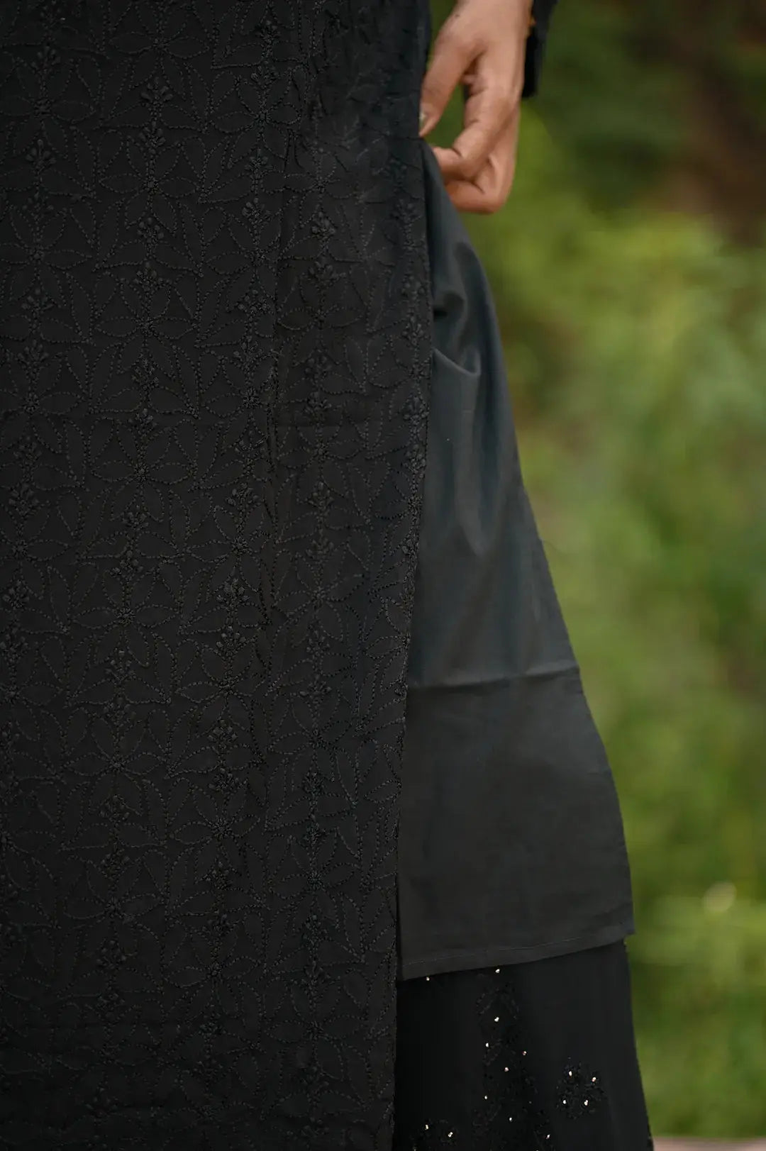 Viscose Plazzo Set - Black: Classic and Versatile Chikankari Ensemble