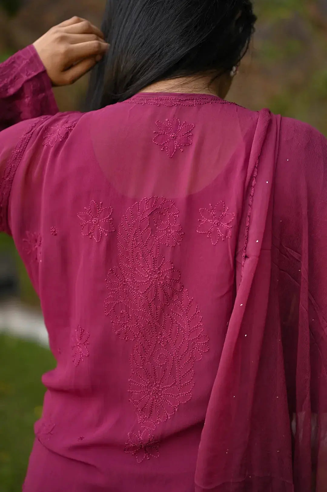 Viscose Plazzo Set - Berry Pink: Fashionable and Elegant Chikankari Attire