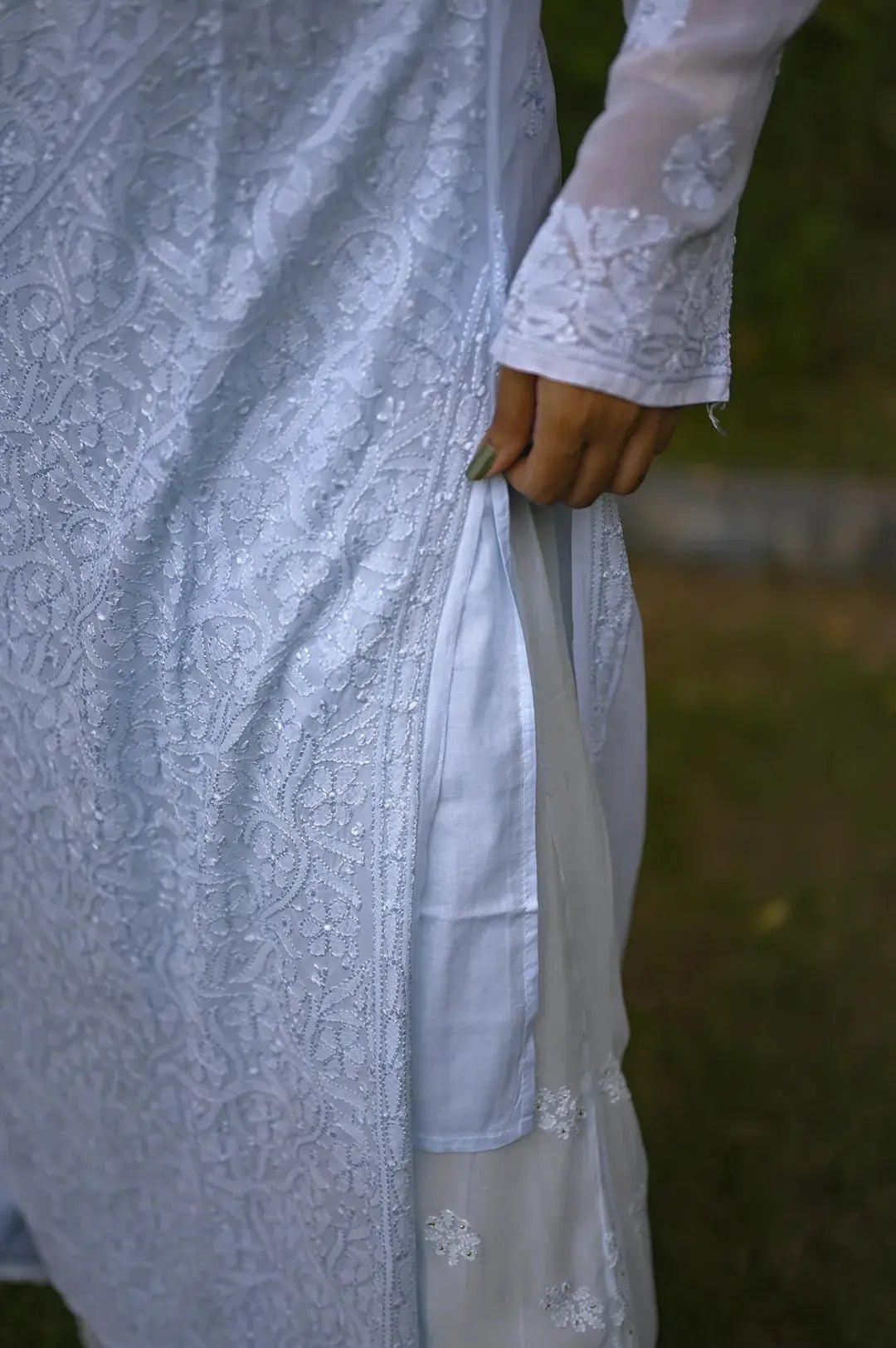 Viscose Plazzo Set - Baby Blue: Comfortable and Stylish Chikankari Ensemble