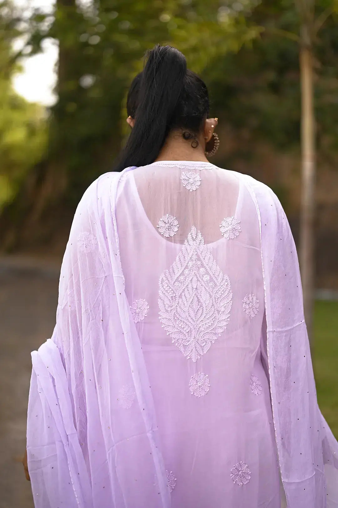 Viscose Plazzo Set - Lilac: Elegant and Sophisticated Chikankari Ensemble