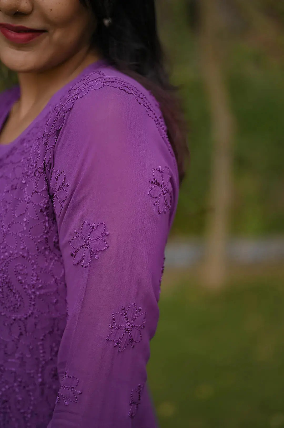 Viscose Plazzo Set - Lara's Purple: Regal and Elegant Chikankari Ensemble