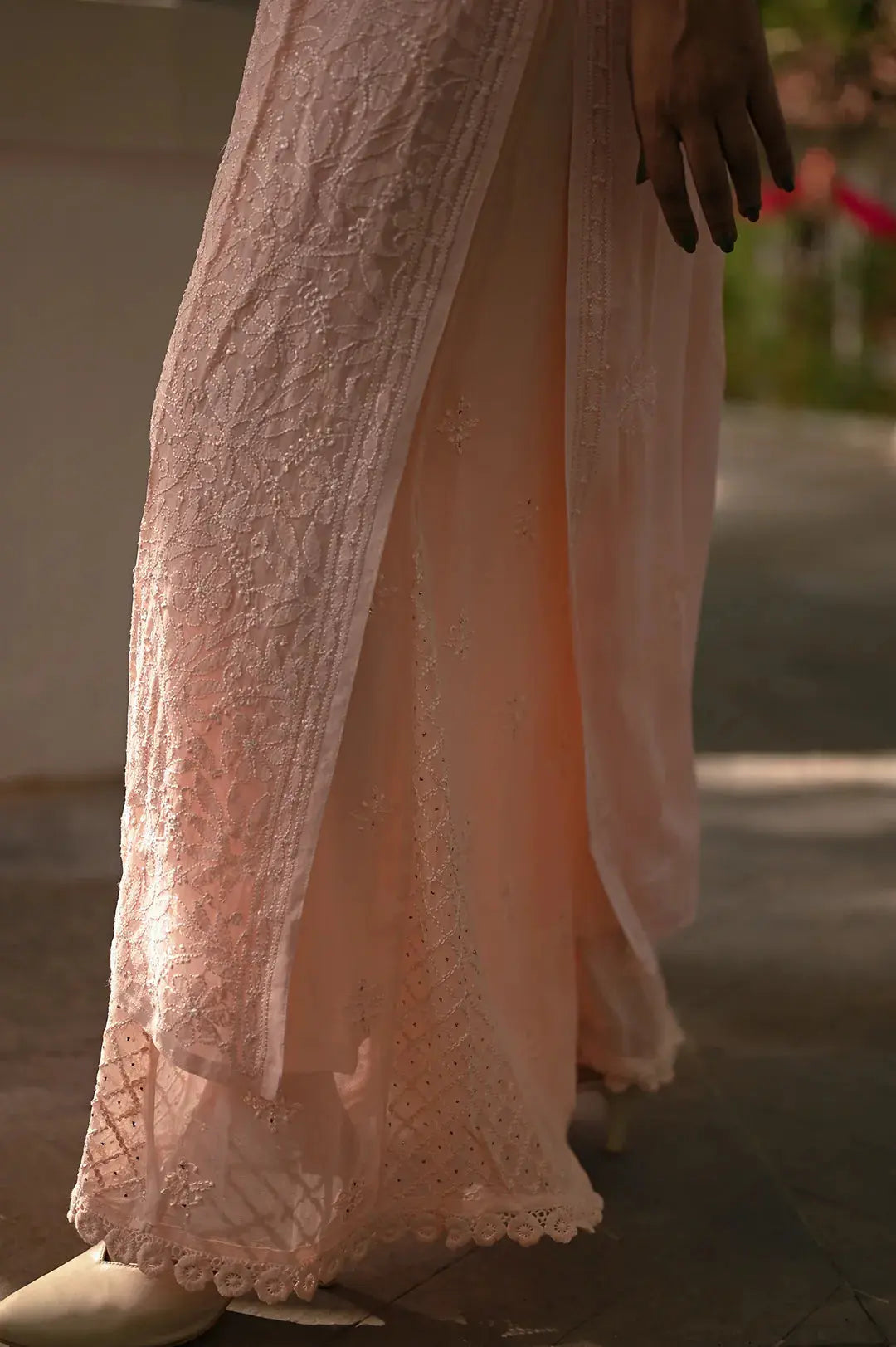 Viscose Plazzo Set - Peach: Chic and Stylish Chikankari Ensemble