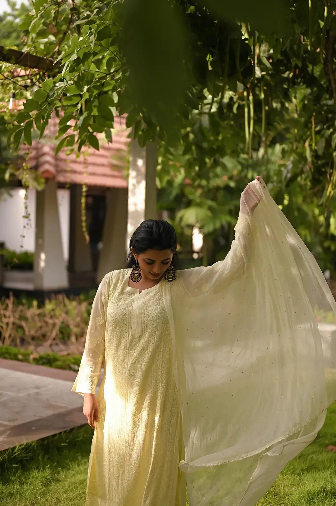 Viscose Kurti - Lemon Yellow - Lucknawi Chikankari