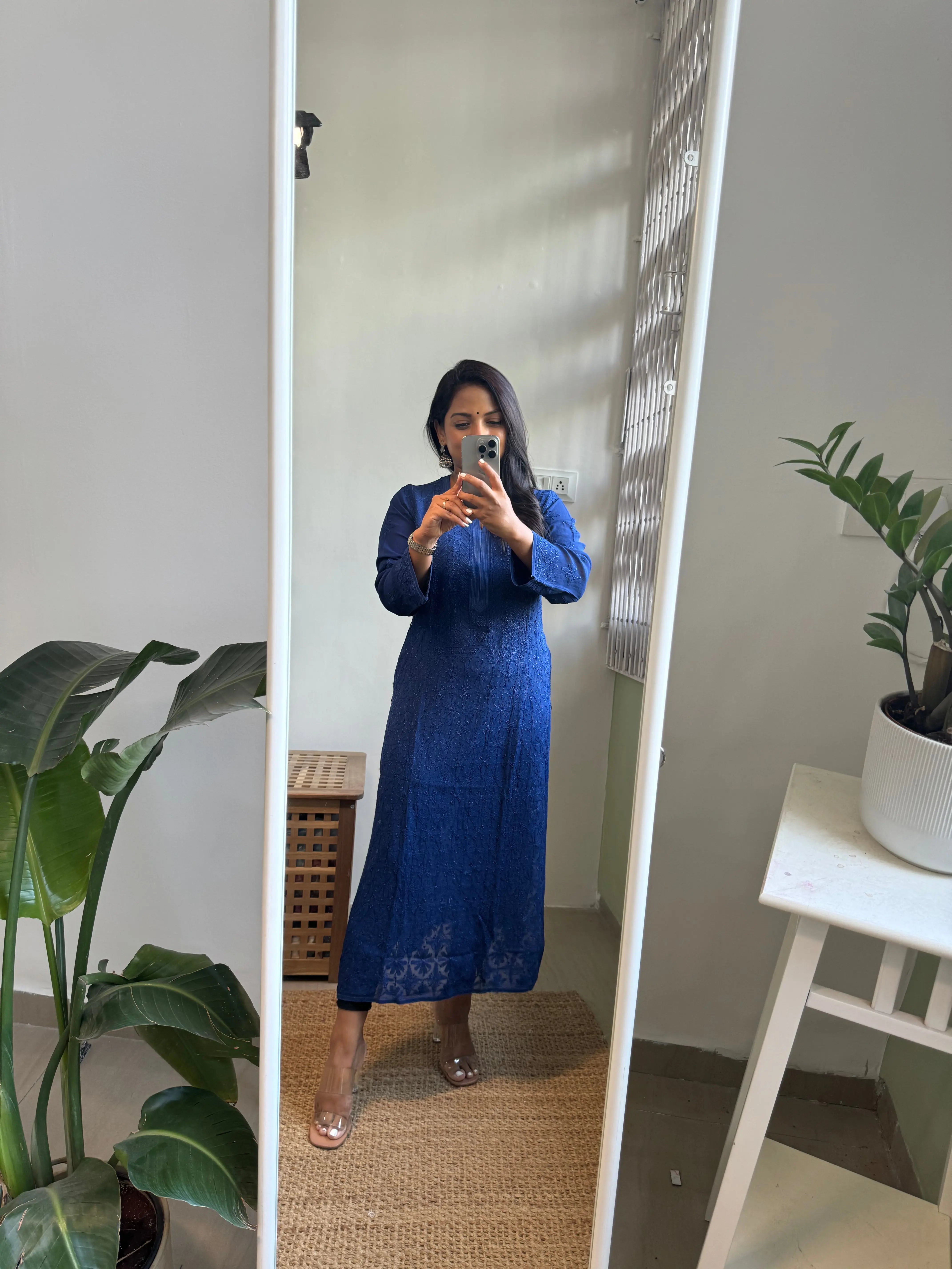 Viscose Kurti - Navy Blue ARIAA CHIKANKARI 