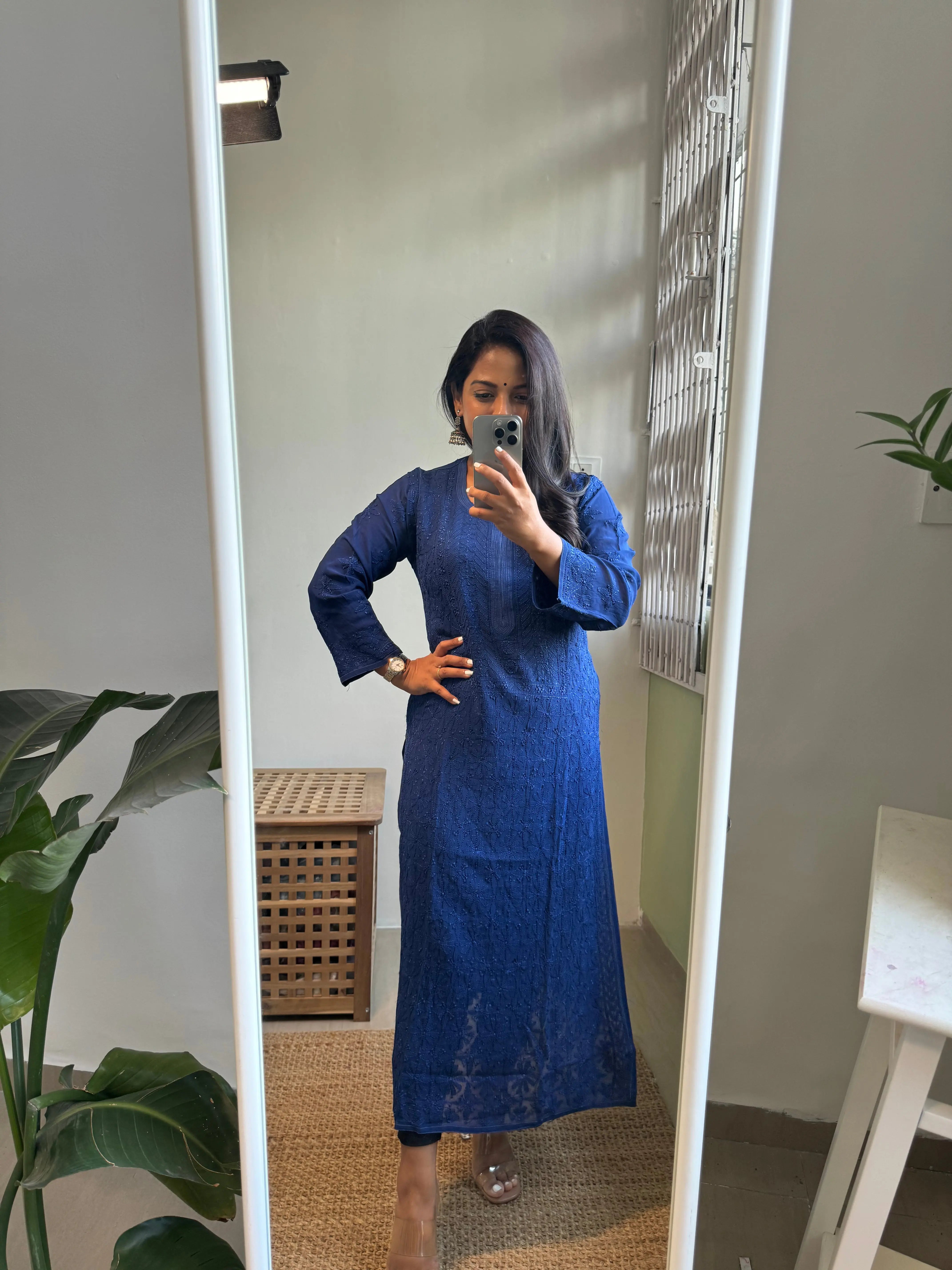 Viscose Kurti - Navy Blue ARIAA CHIKANKARI 