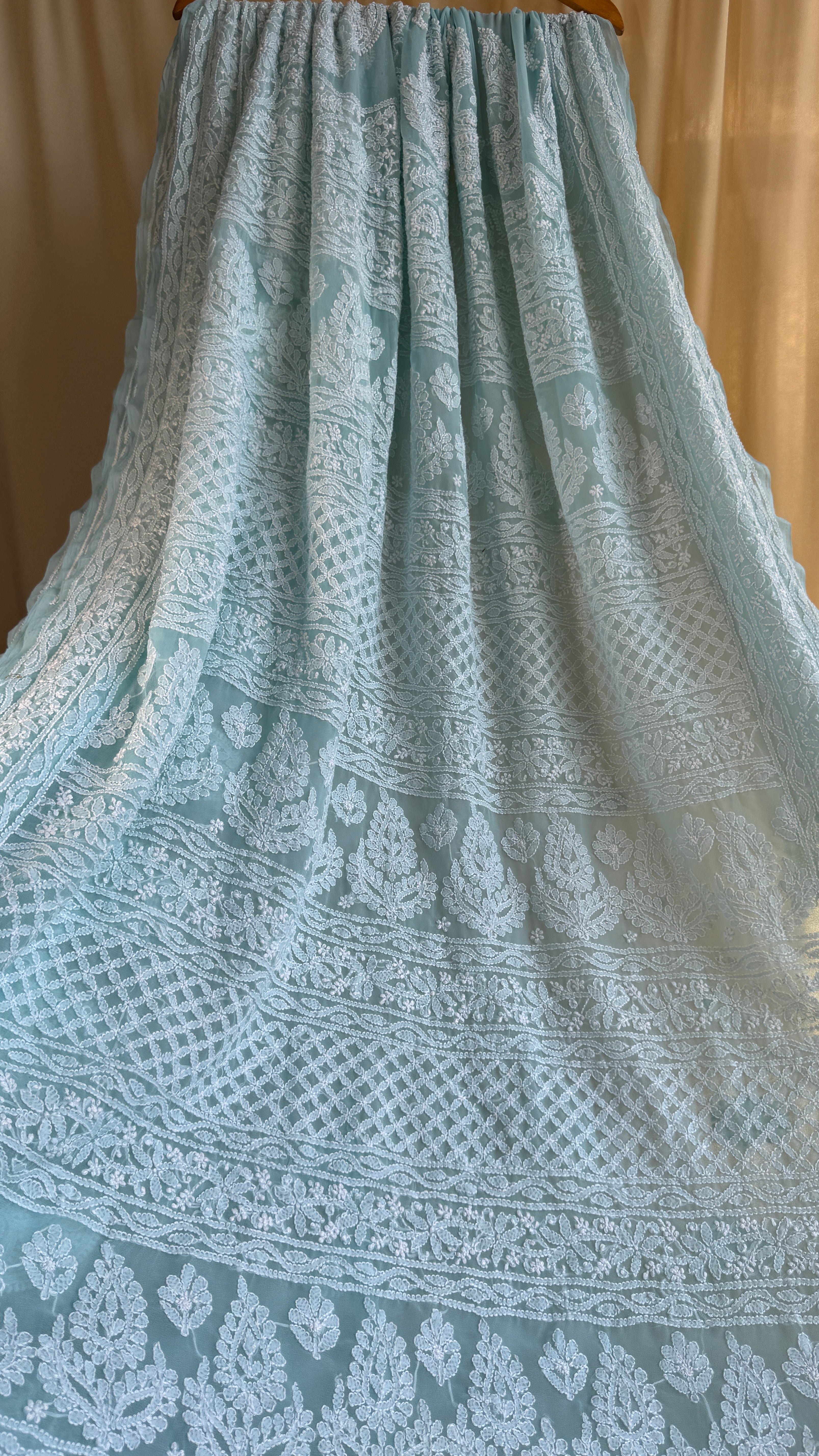 Georgette Chikankari saree in Blue