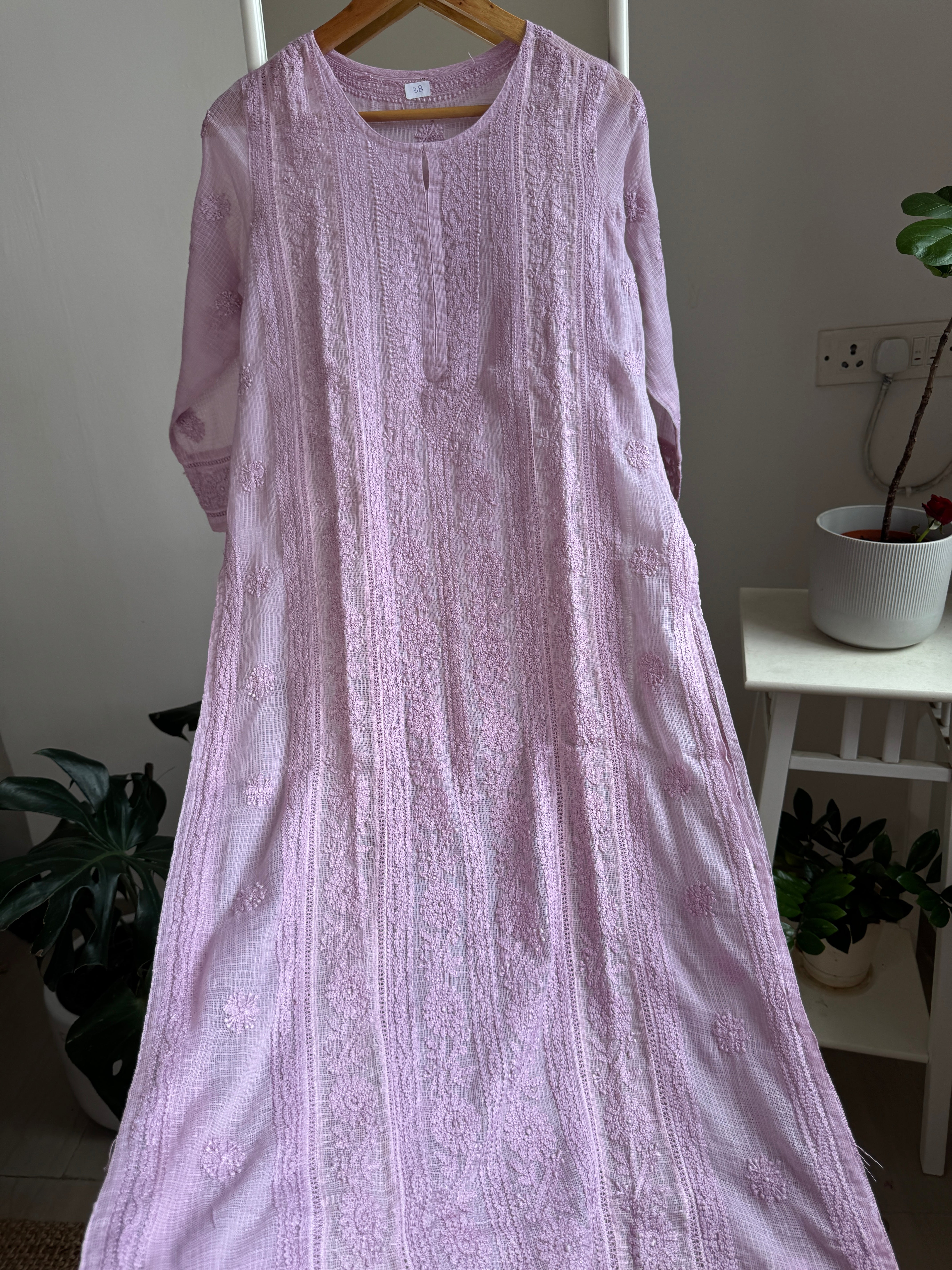 Kota Soft Cotton Chikankari Kurti - Mauve - CHAND Collection ARIAA CHIKANKARI 