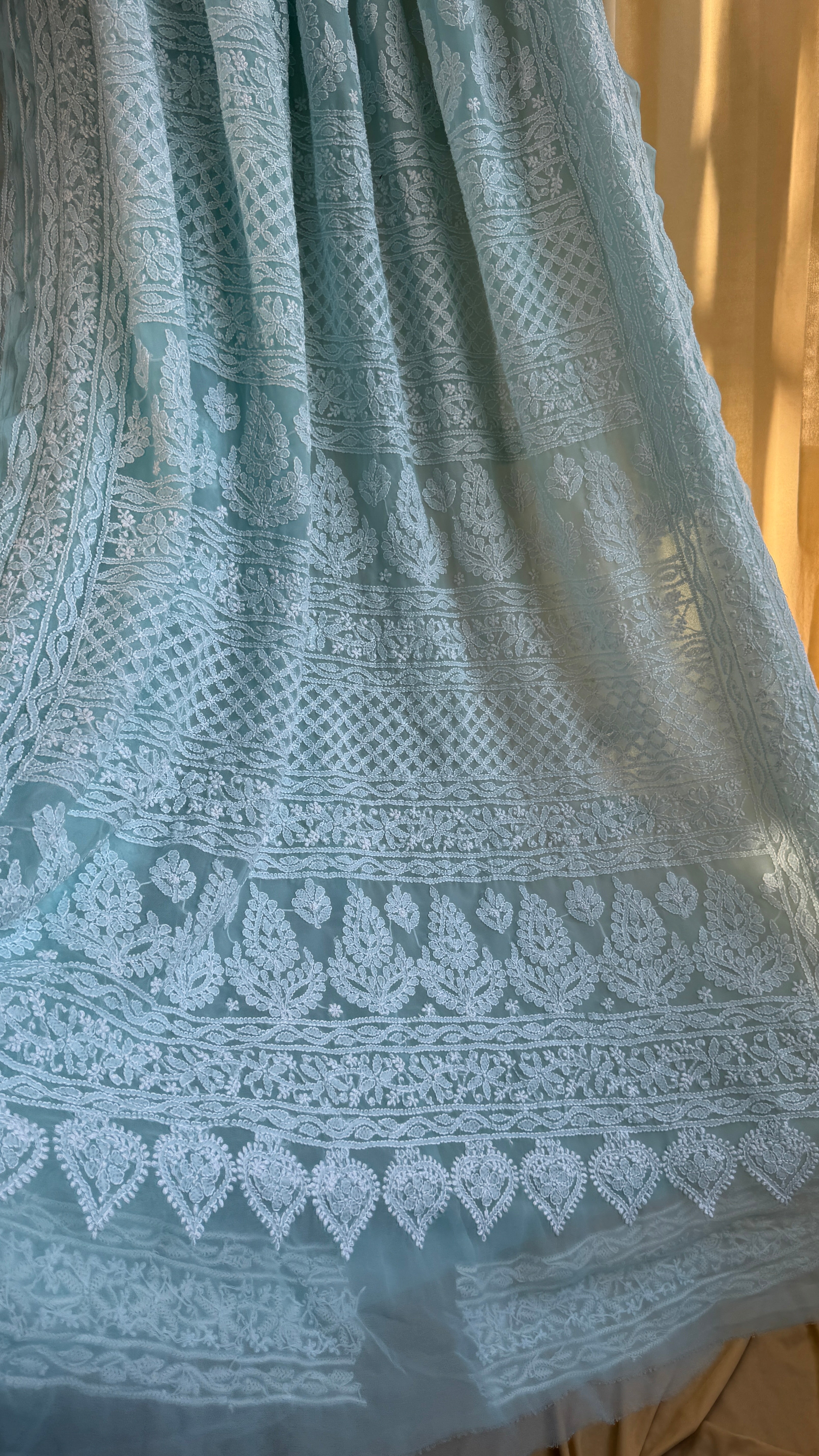 Georgette Chikankari saree in Blue