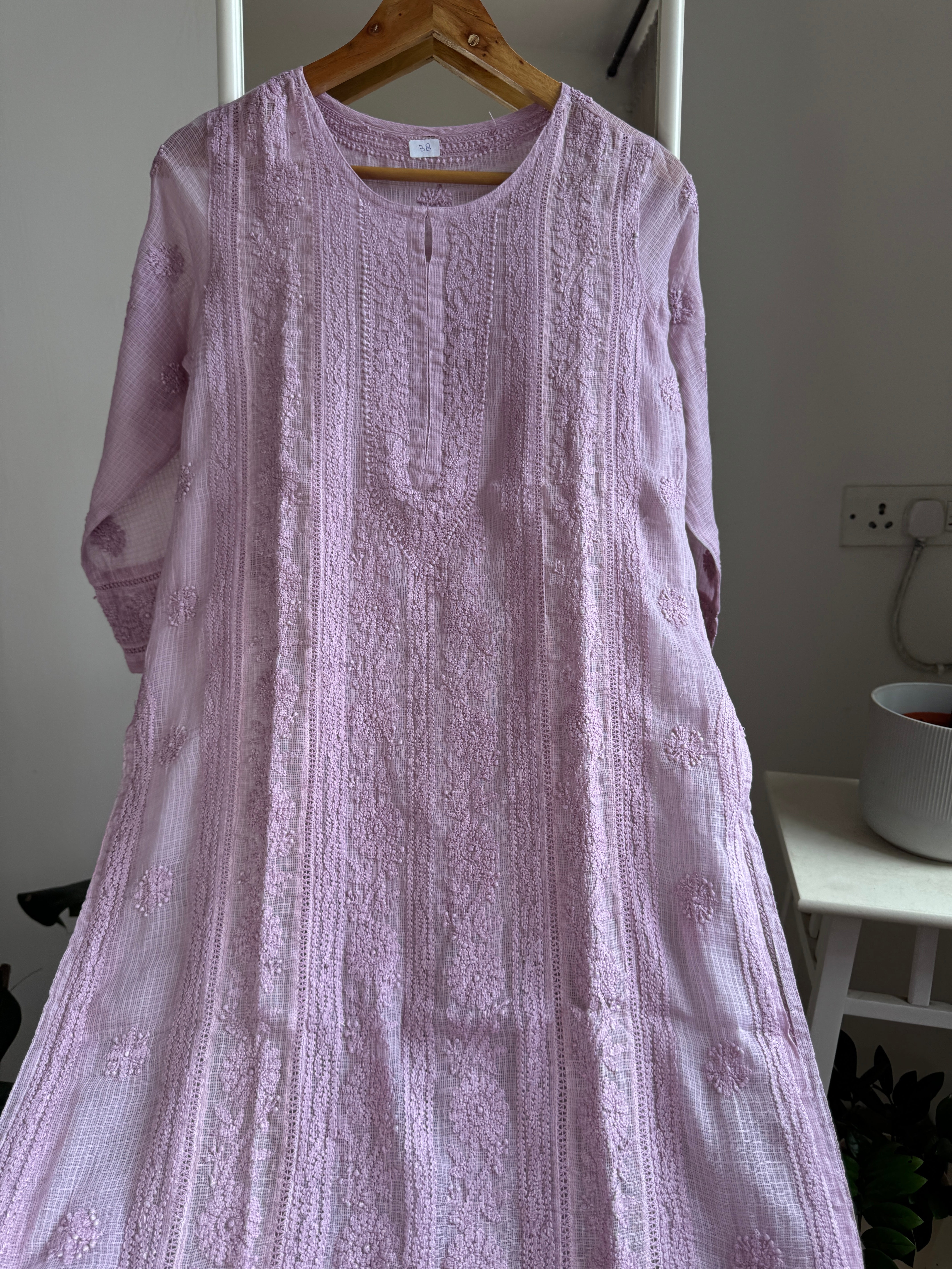 Kota Soft Cotton Chikankari Kurti - Mauve - CHAND Collection ARIAA CHIKANKARI 
