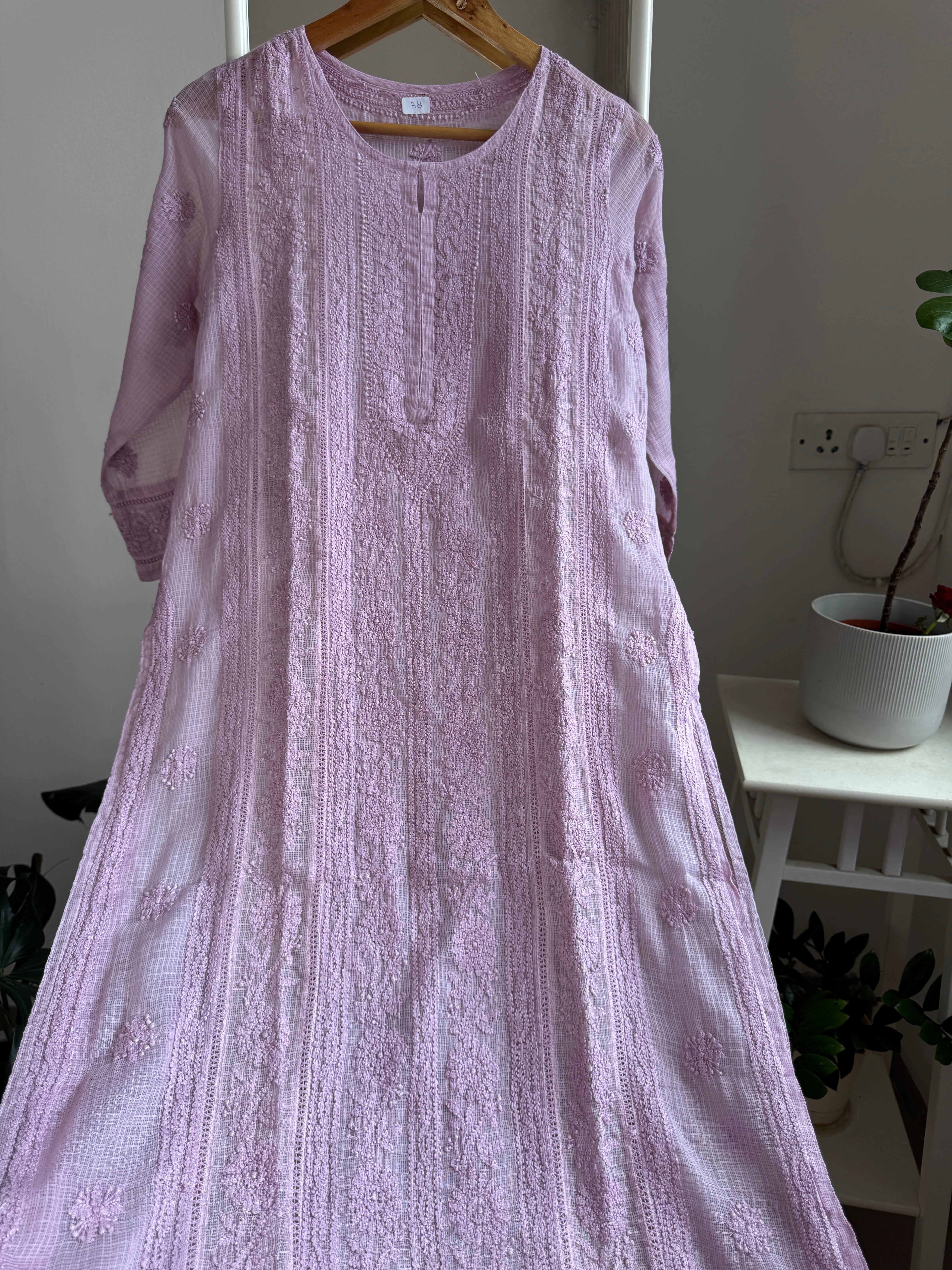 Kota Soft Cotton Chikankari Kurti - Mauve - CHAND Collection ARIAA CHIKANKARI 