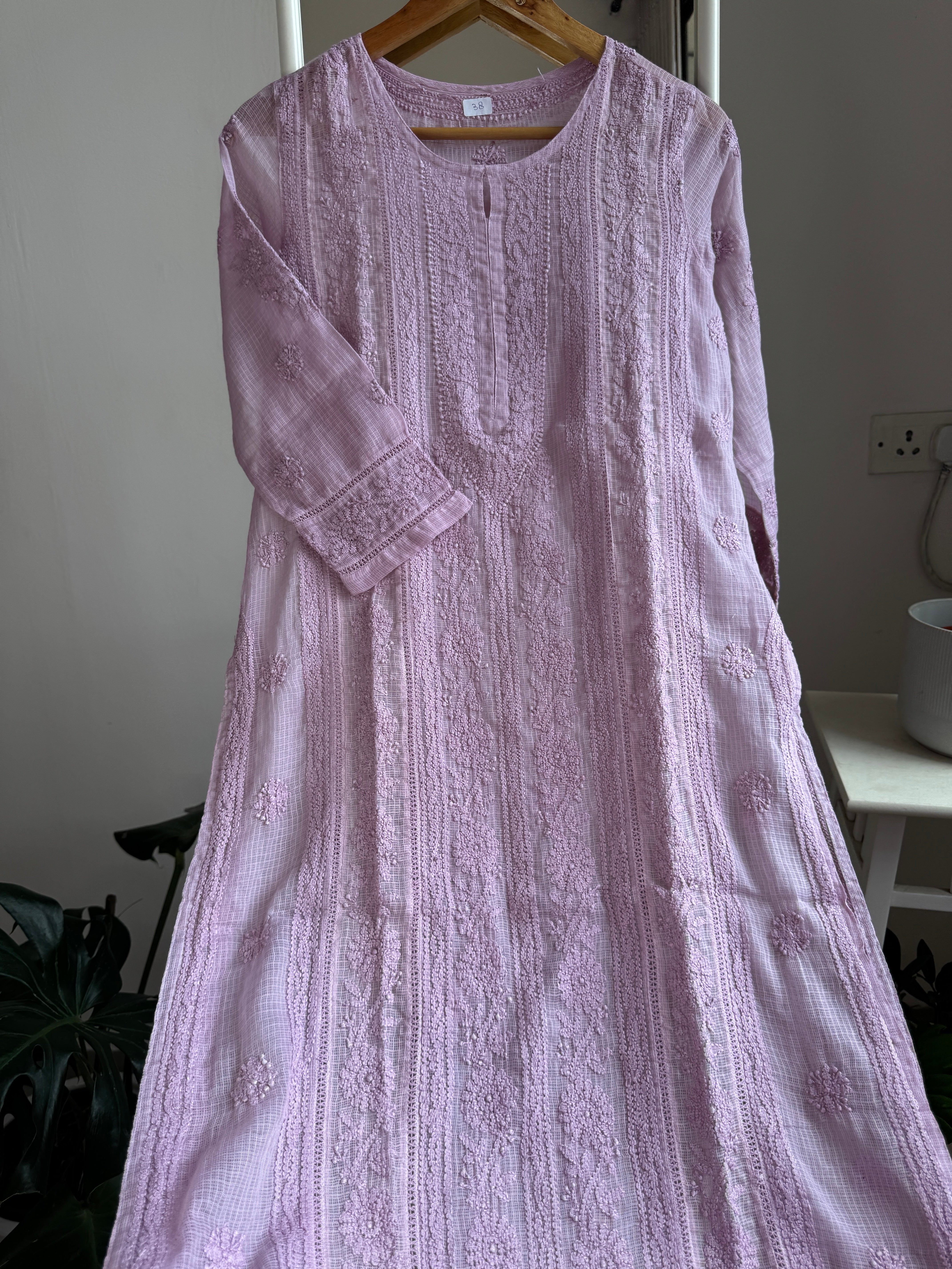 Kota Soft Cotton Chikankari Kurti - Mauve - CHAND Collection ARIAA CHIKANKARI 