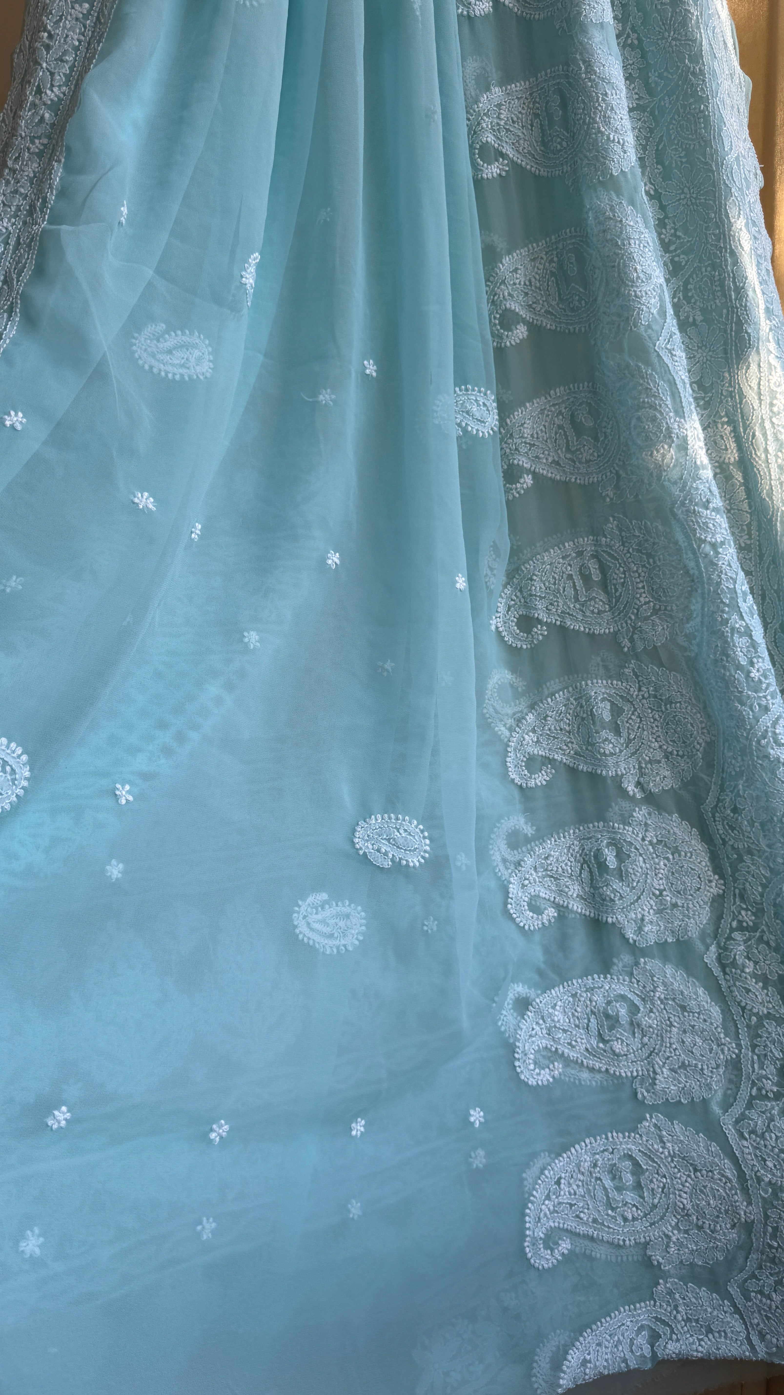 Georgette Chikankari saree in Blue