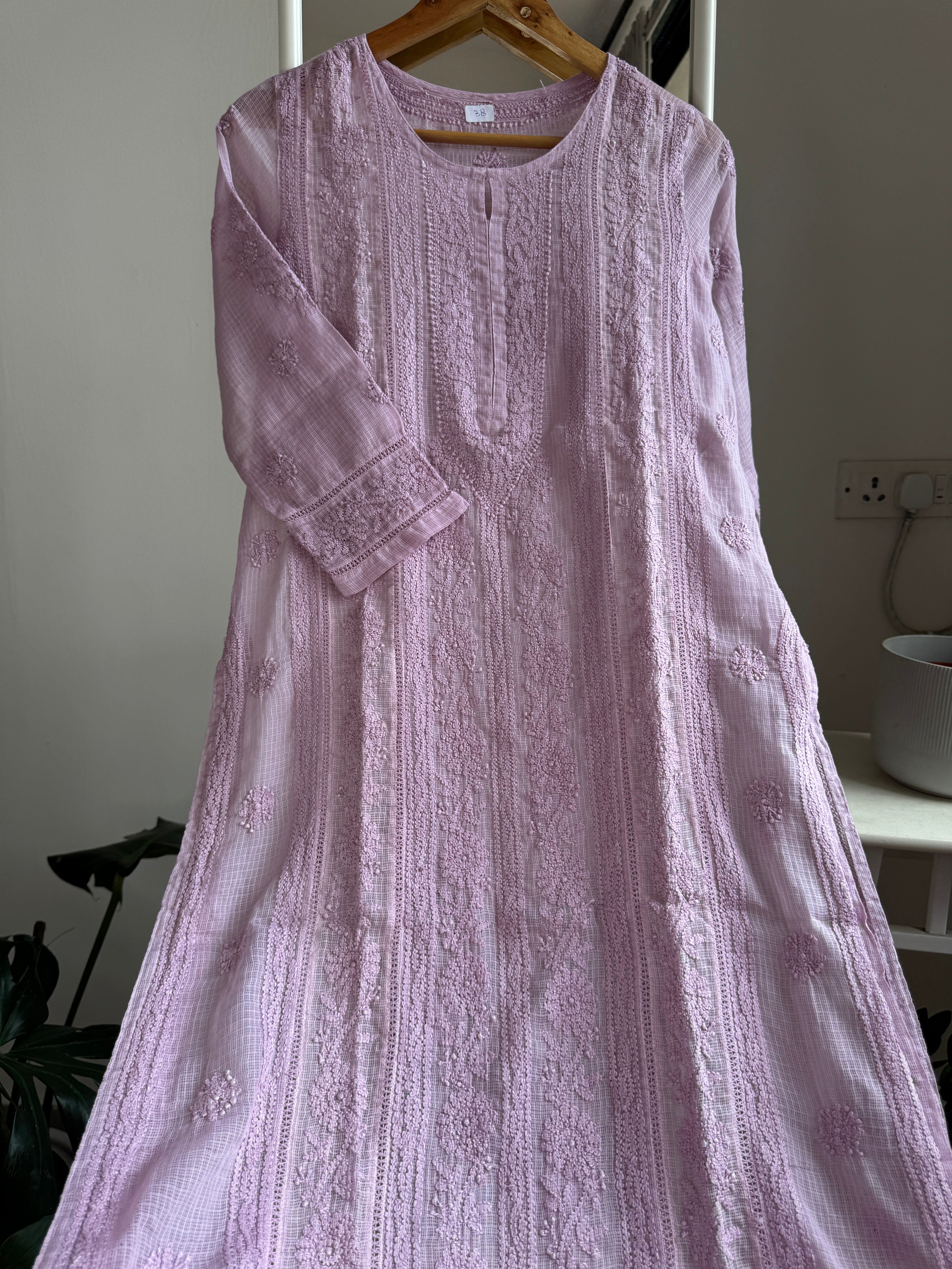 Kota Soft Cotton Chikankari Kurti - Mauve - CHAND Collection ARIAA CHIKANKARI 