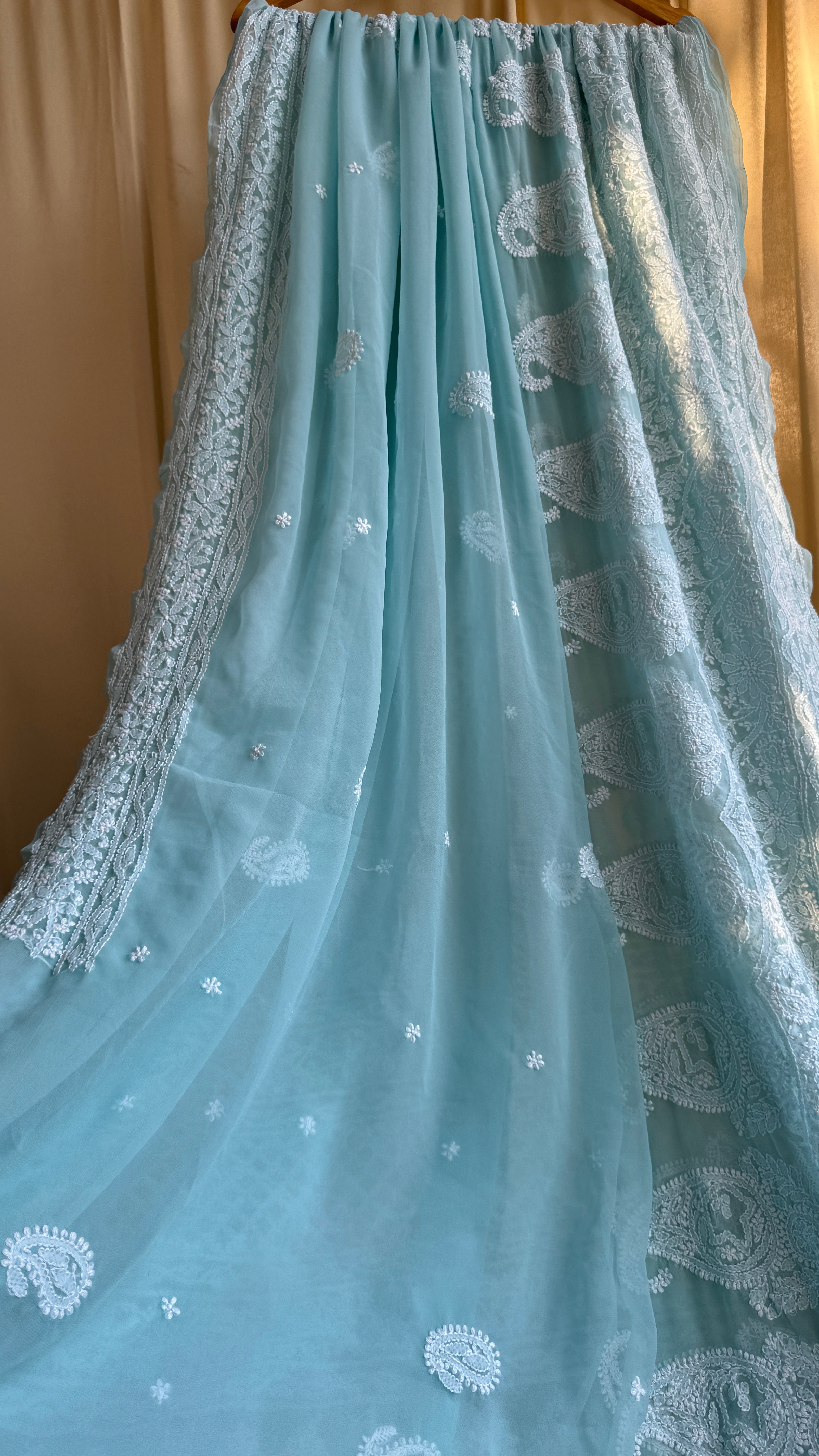 Georgette Chikankari saree in Blue