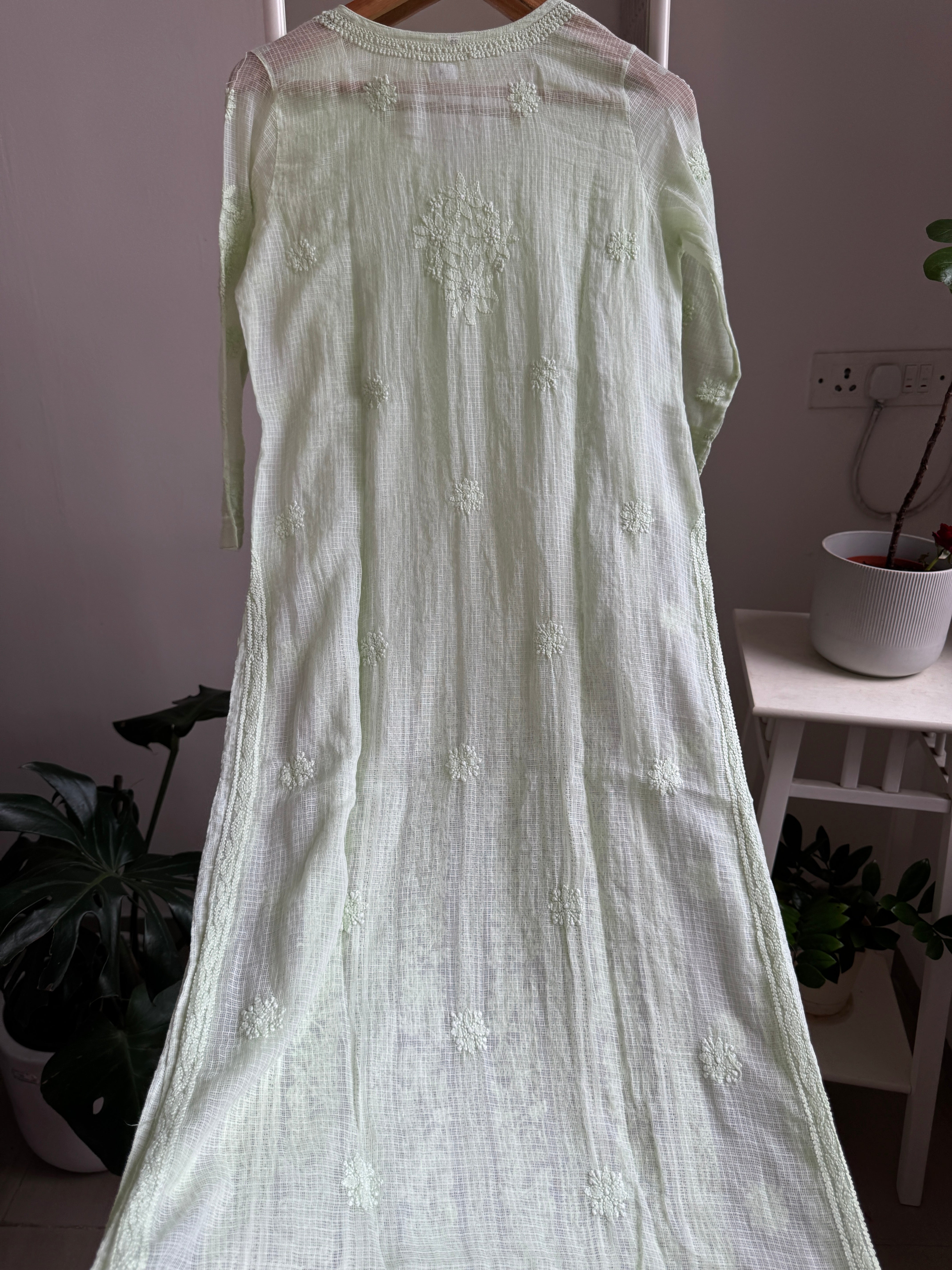 Kota Soft Cotton Chikankari Kurti - Light Green - CHAND Collection (Copy) ARIAA CHIKANKARI 