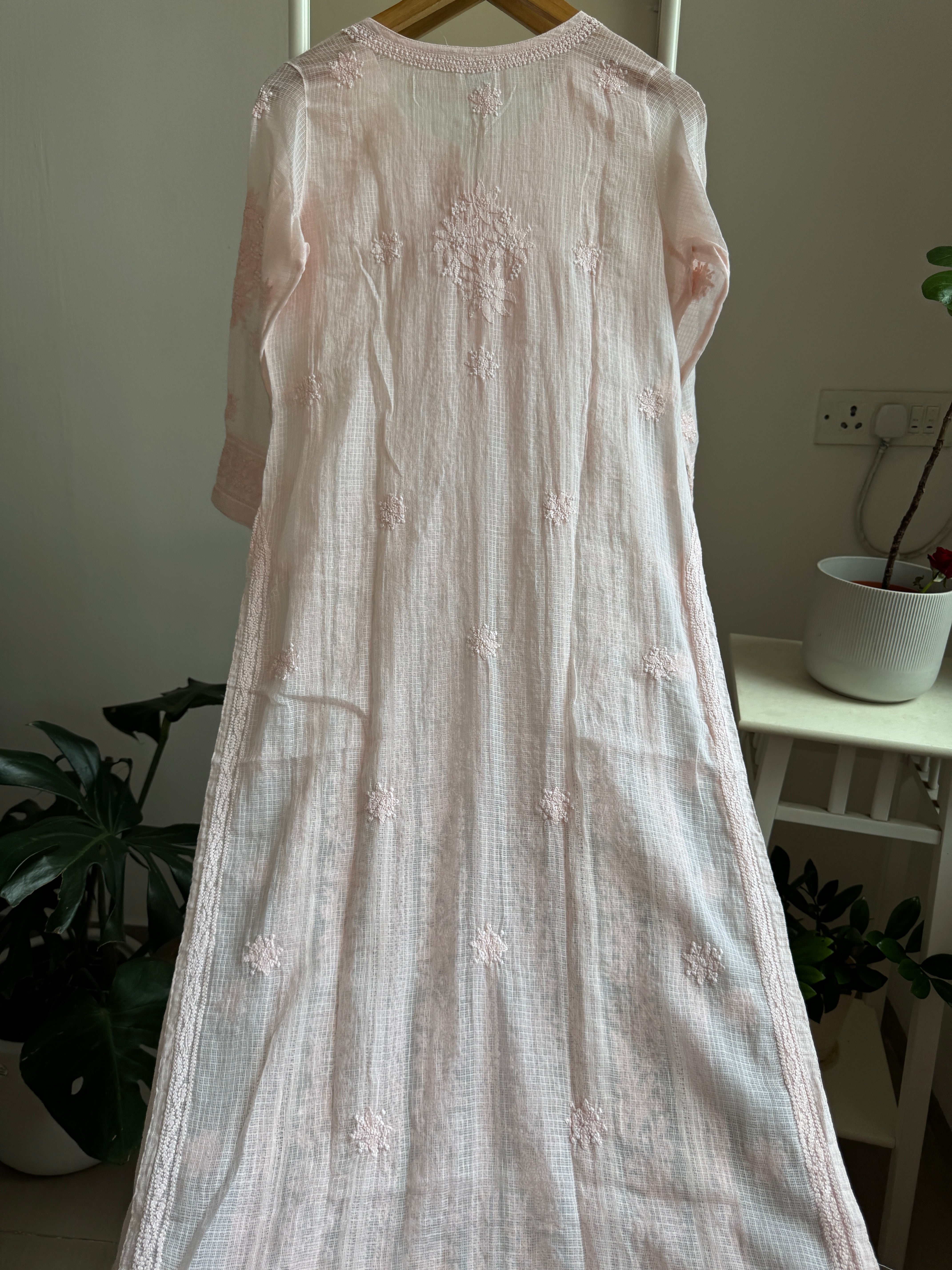 Kota Soft Cotton Chikankari Kurti - Pale Pink - CHAND Collection ARIAA CHIKANKARI 