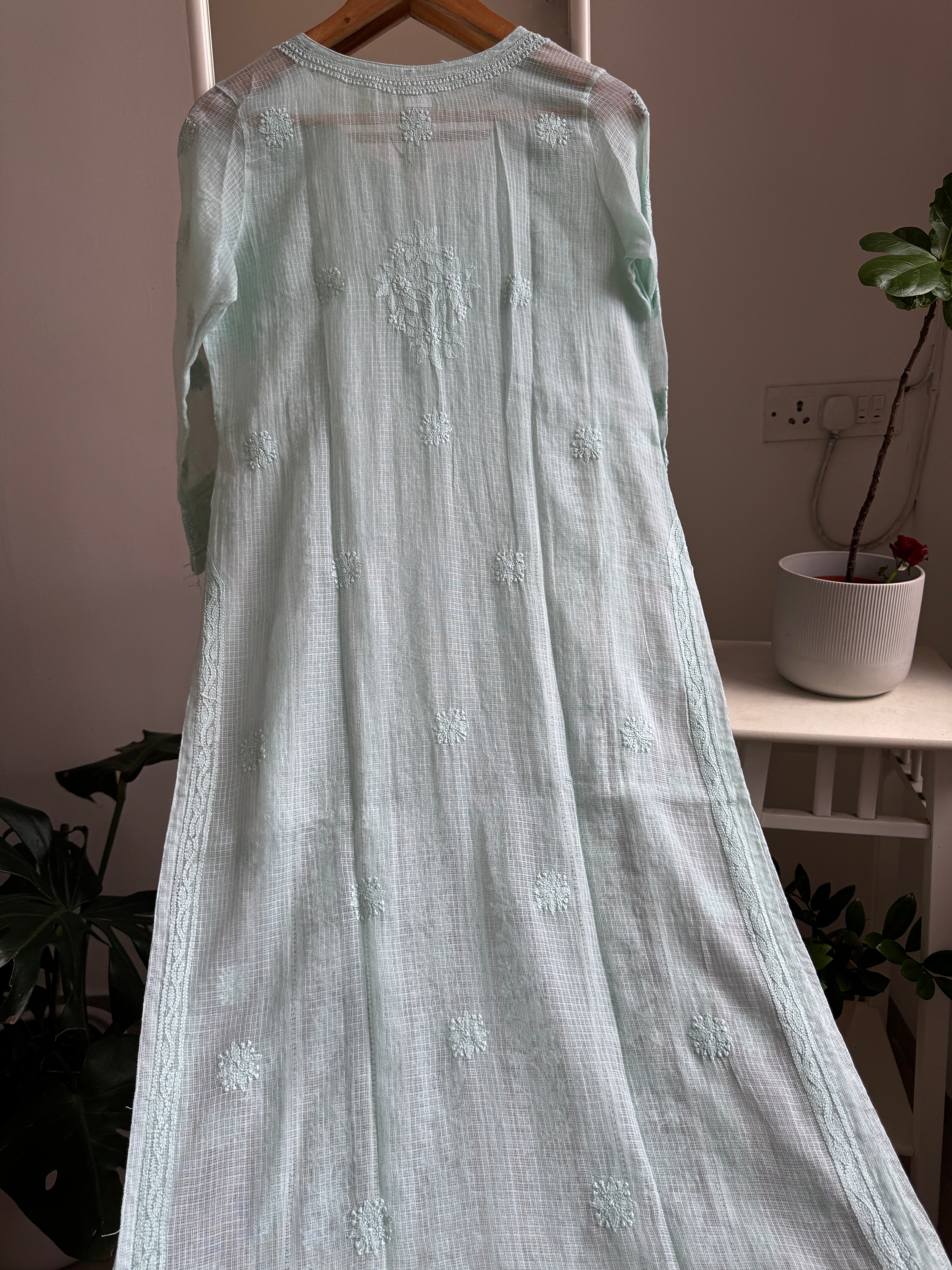 Kota Soft Cotton Chikankari Kurti - Light Green - CHAND Collection ARIAA CHIKANKARI 