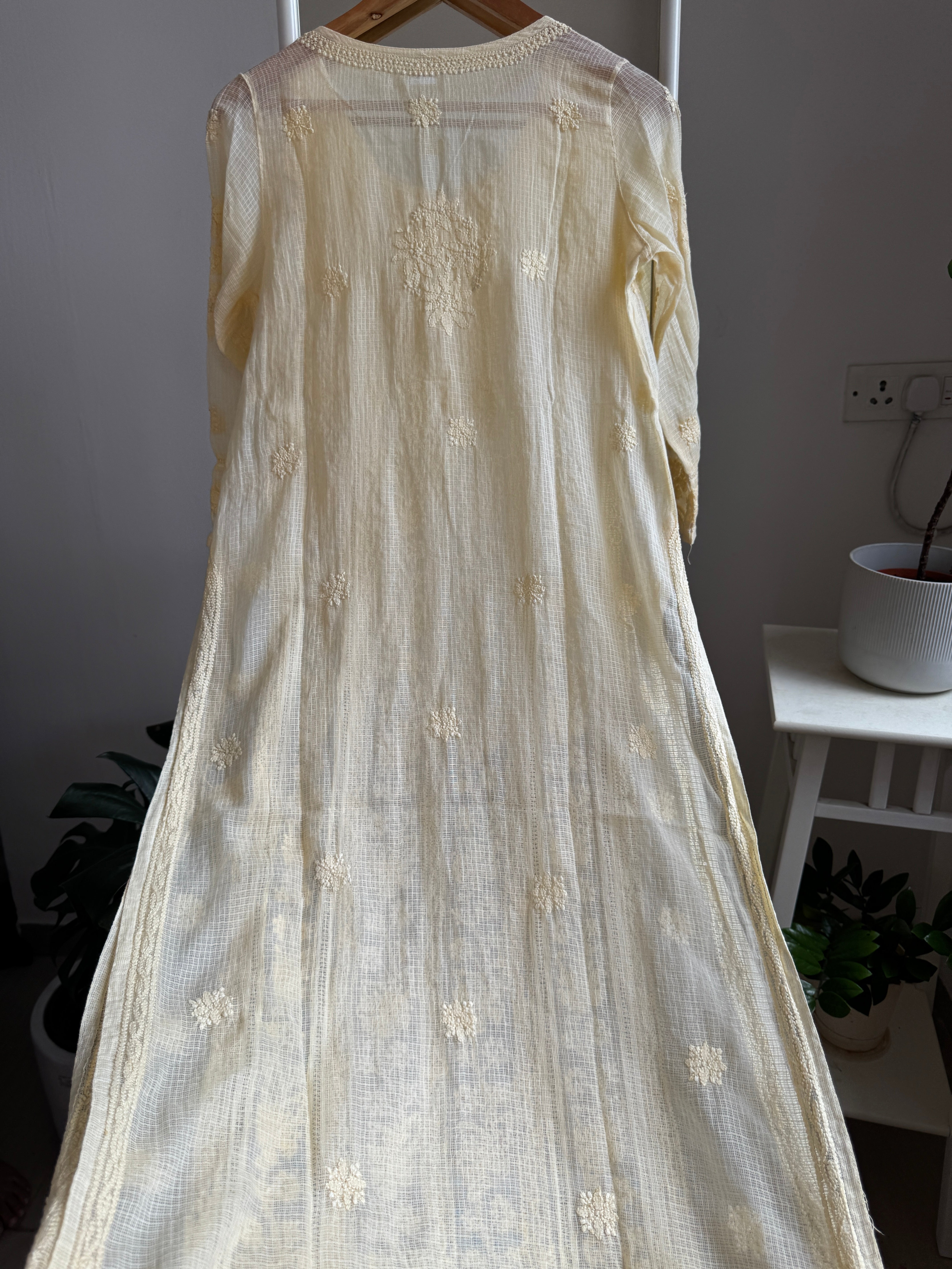 Kota Soft Cotton Chikankari Kurti - Cream Yellow - CHAND Collection ARIAA CHIKANKARI 