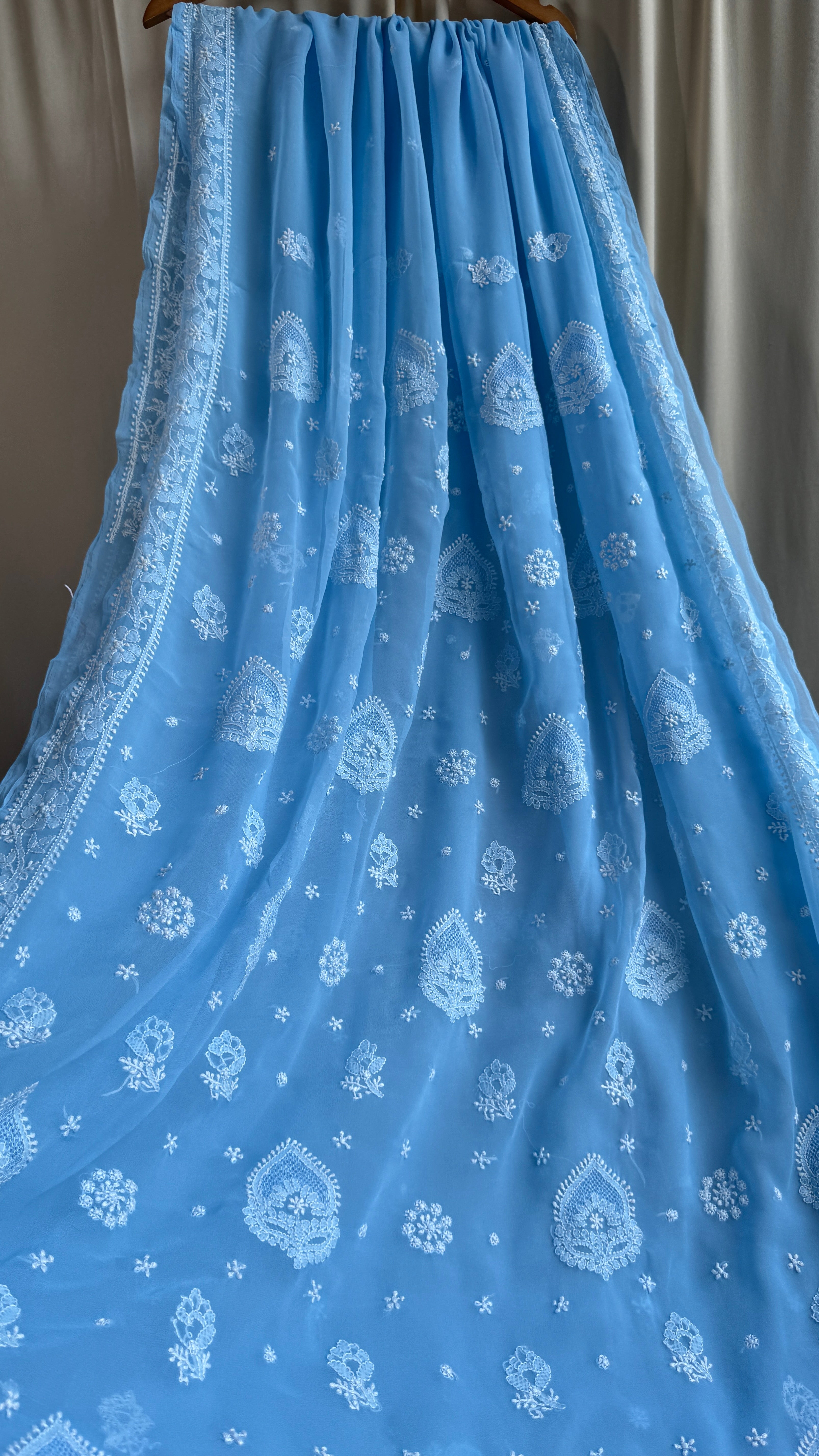 Georgette Chikankari saree in Blue