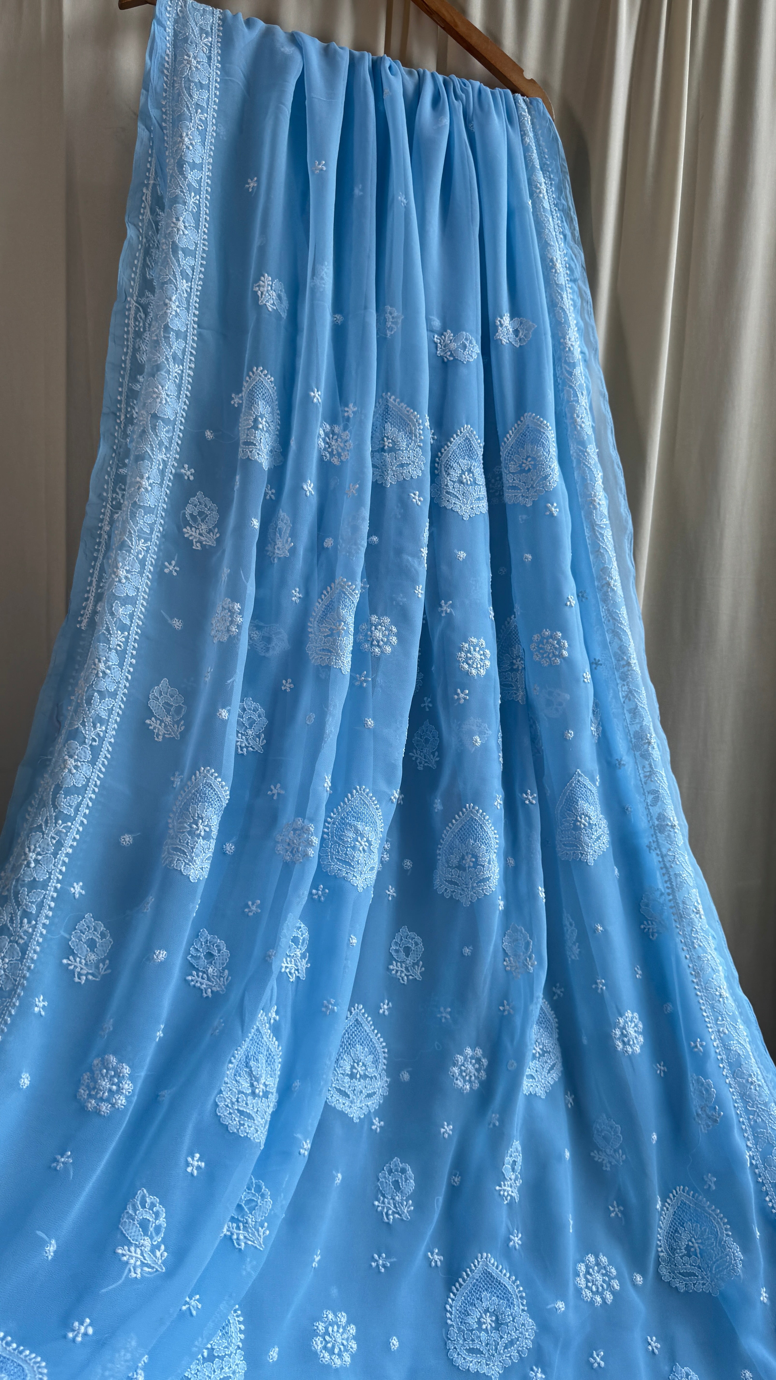 Georgette Chikankari saree in Blue