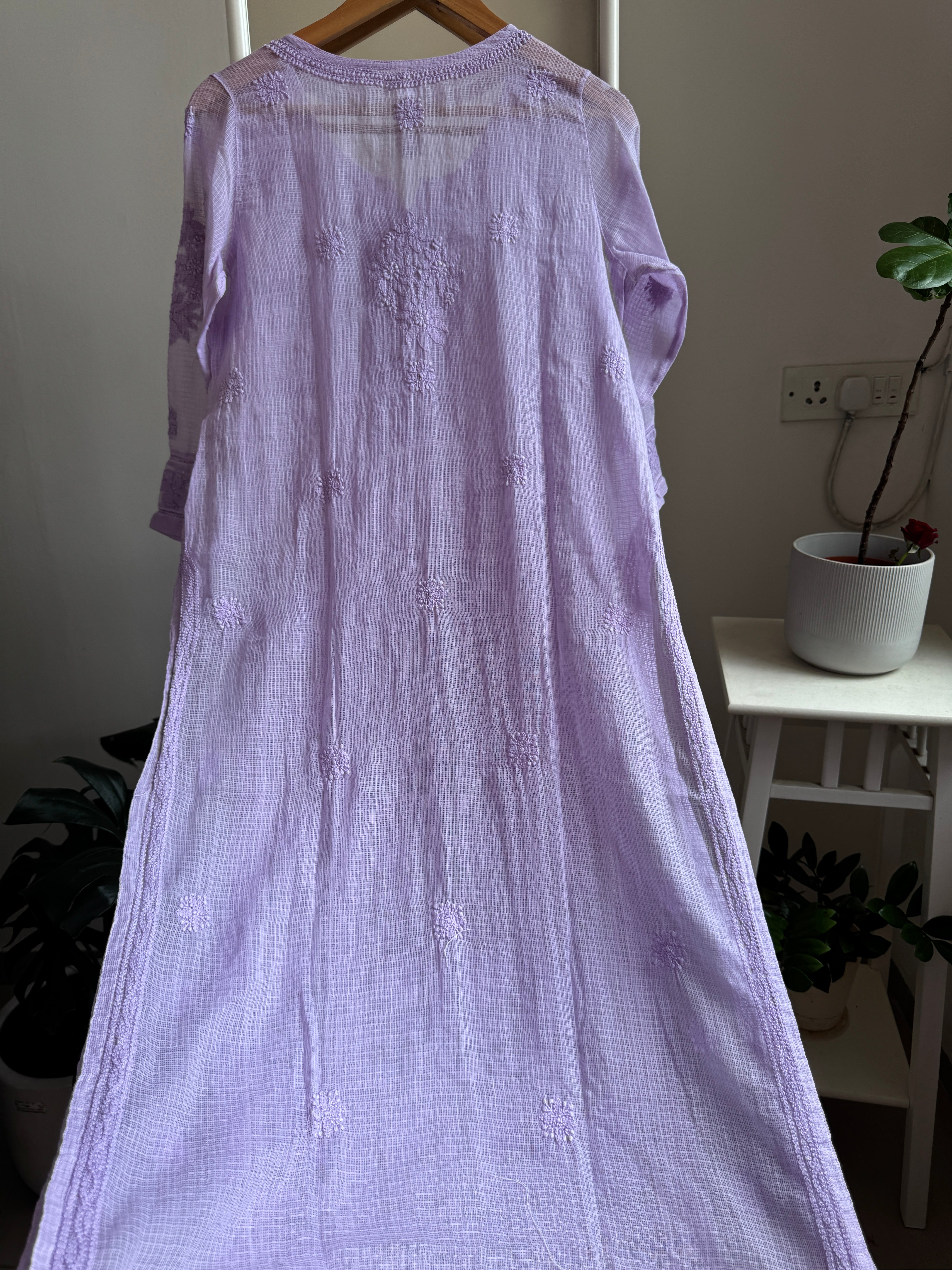 Kota Soft Cotton Chikankari Kurti - Lavander - CHAND Collection ARIAA CHIKANKARI 