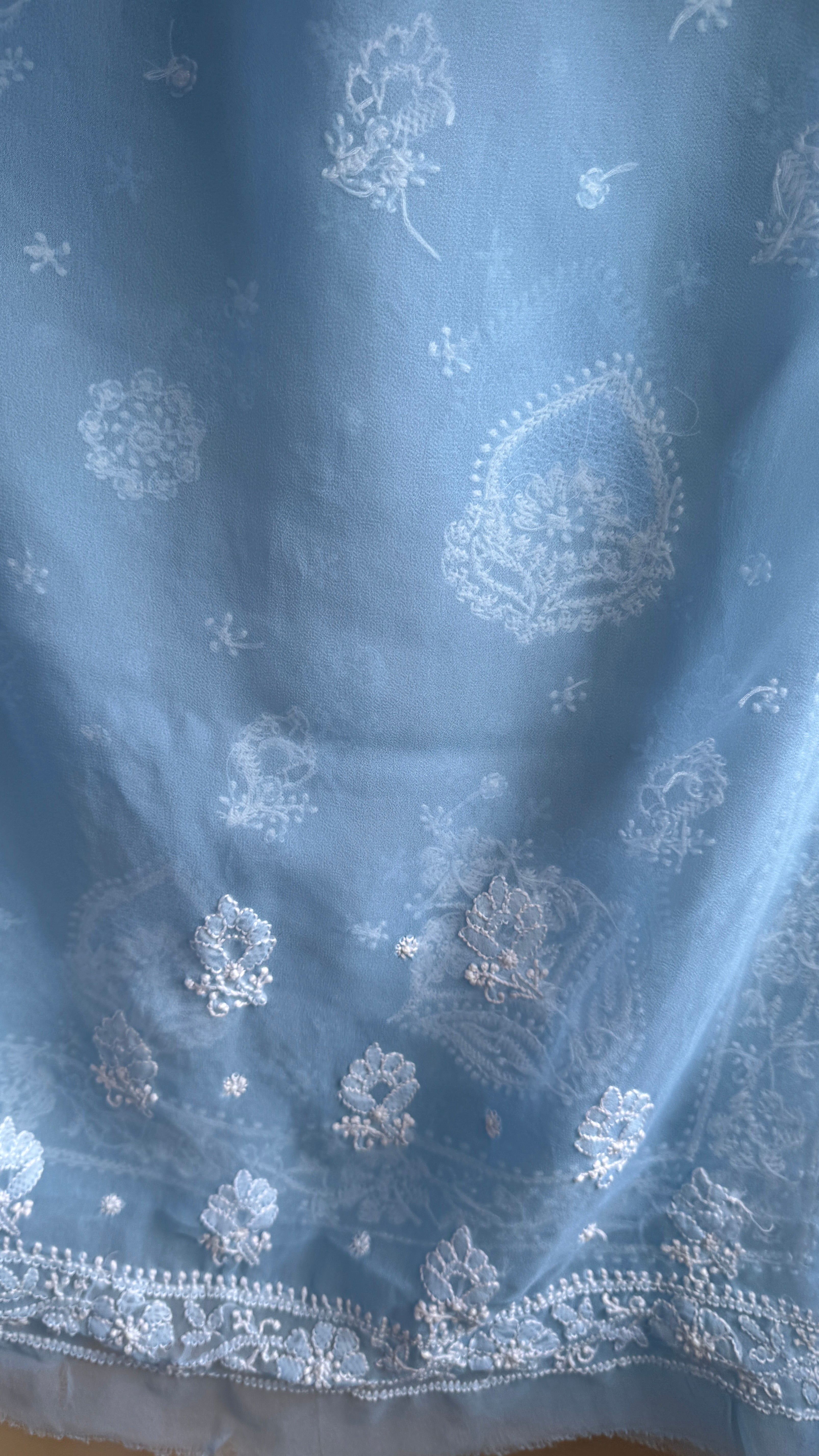 Georgette Chikankari saree in Blue