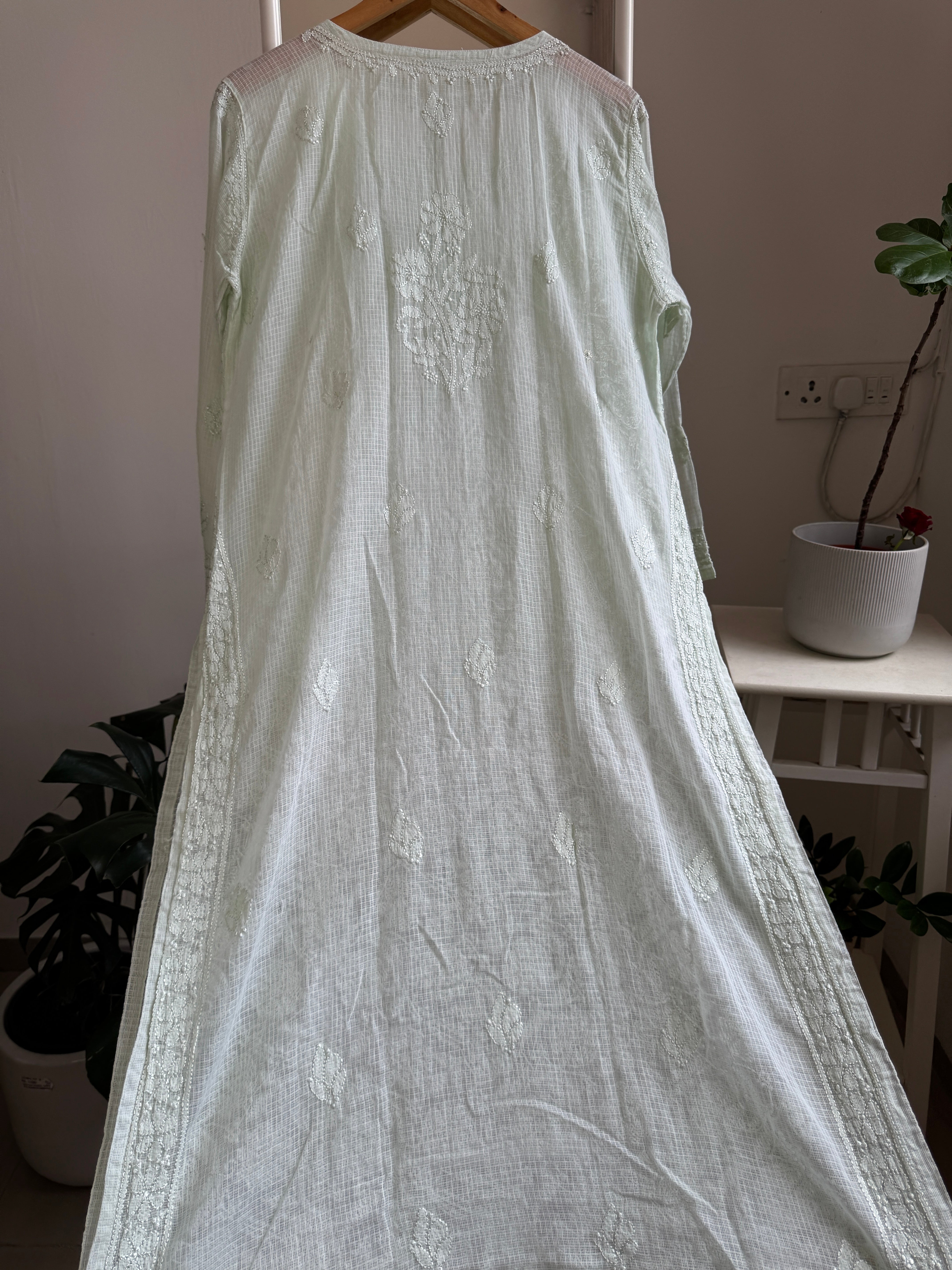 Kota Soft Cotton Chikankari Kurti - Light Green - CHAND Collection ARIAA CHIKANKARI 